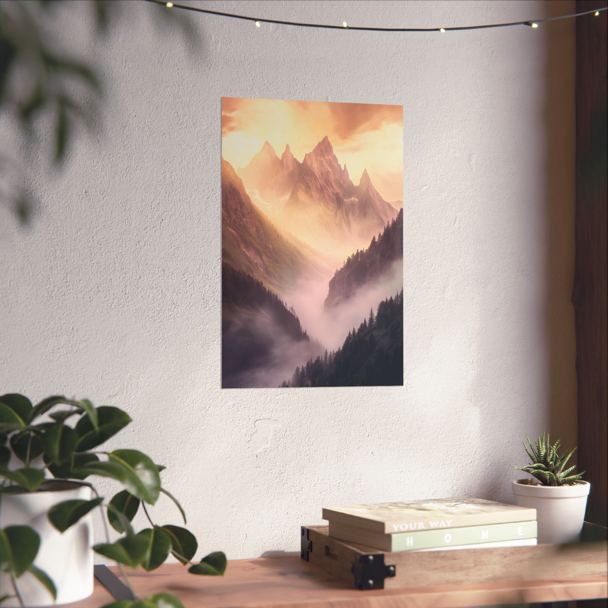 Misty Mountain Dreamscape Poster Wall Art - SynthFrame