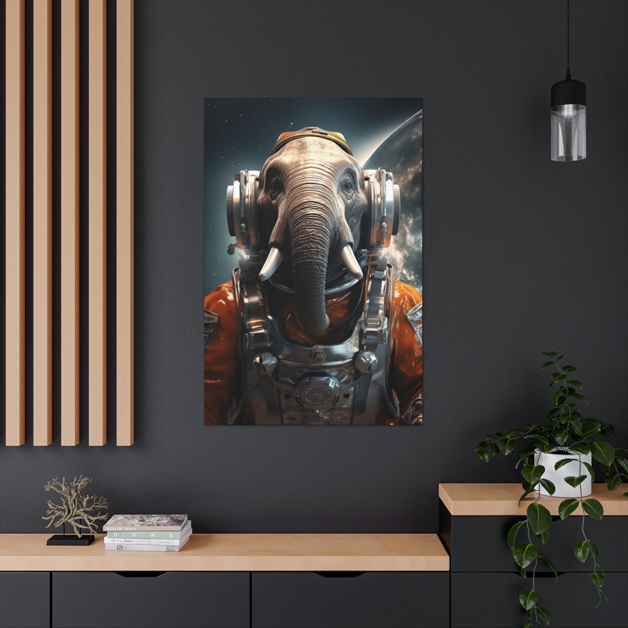 AstroElephant 1 Canvas Wall Art - SynthFrame