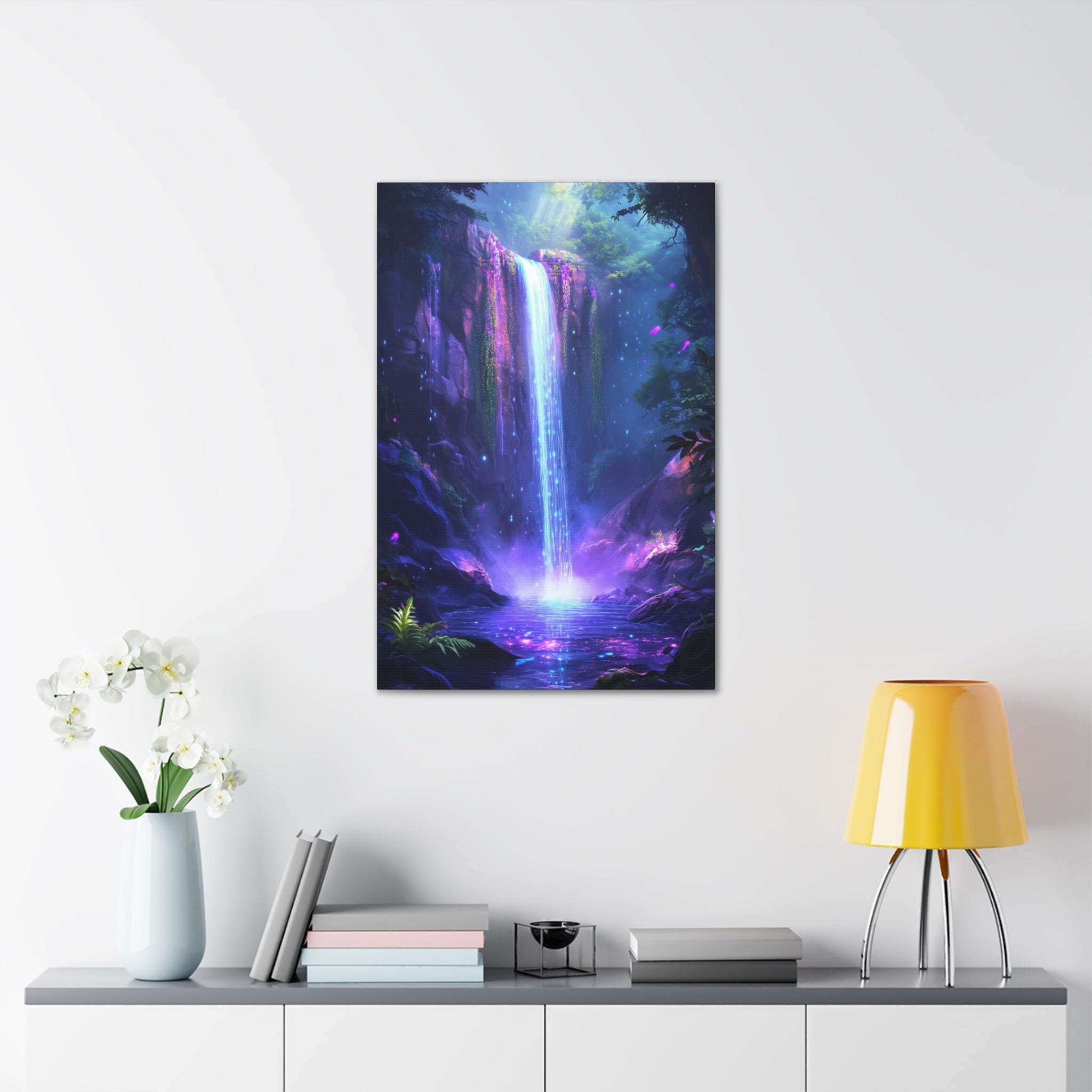 Enchanted Waterfall Oasis Canvas Wall Art - SynthFrame