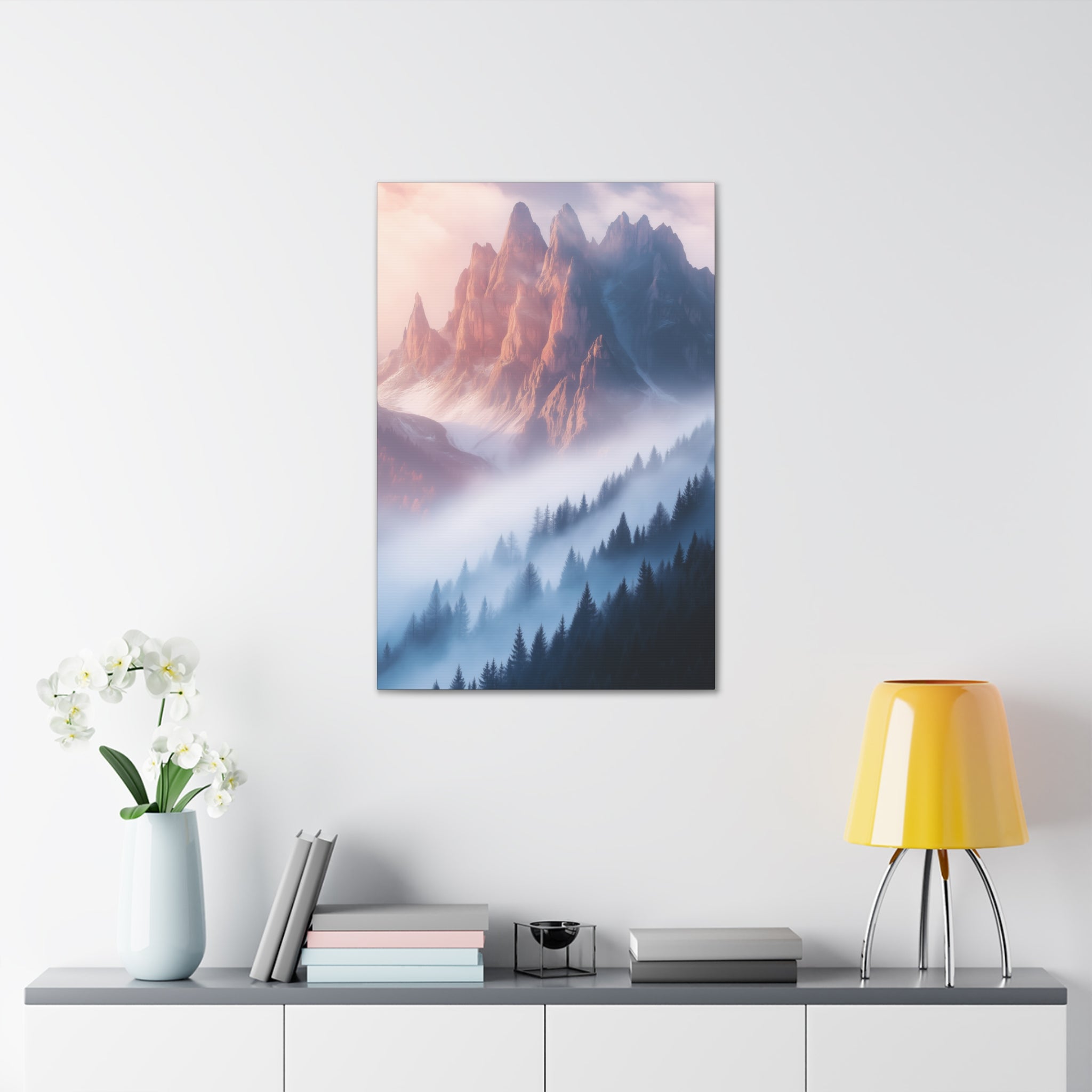 Misty Mountain Dreamscape Canvas Wall Art - SynthFrame