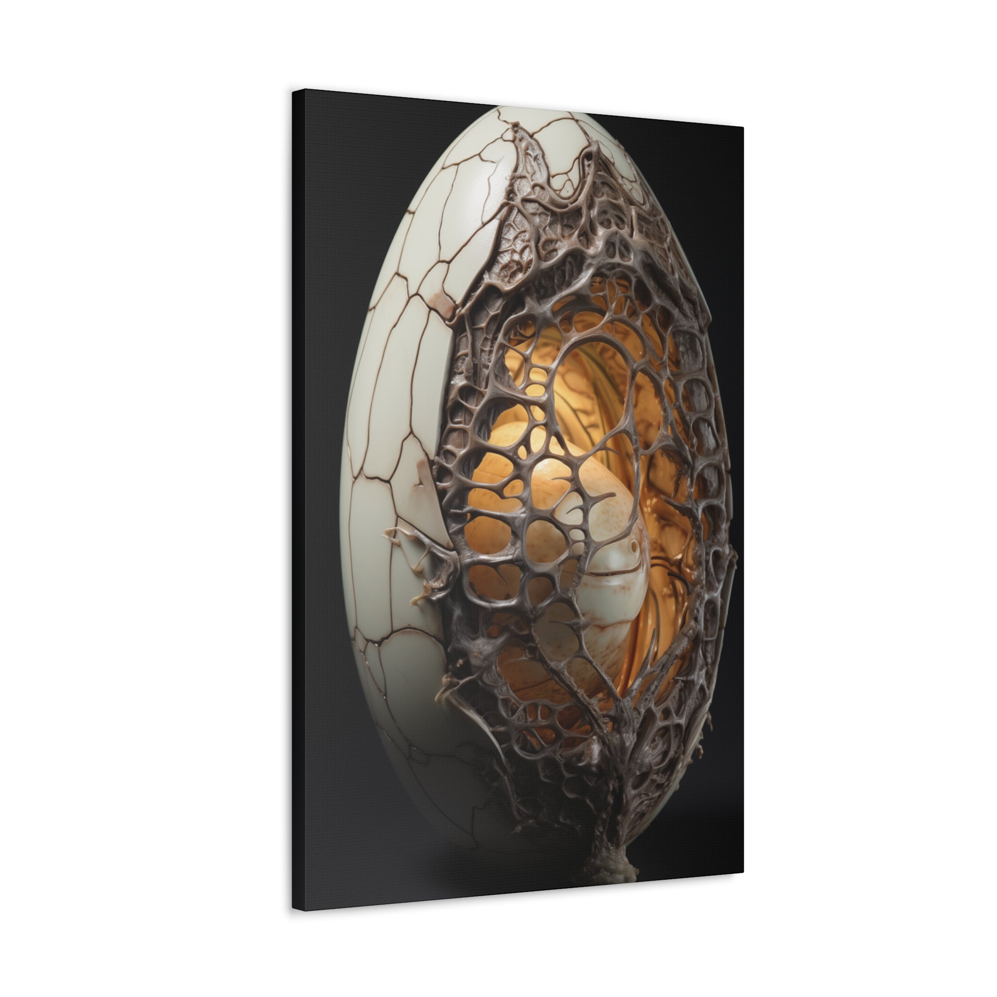 White Alien Egg 4 Canvas Wall Art - SynthFrame