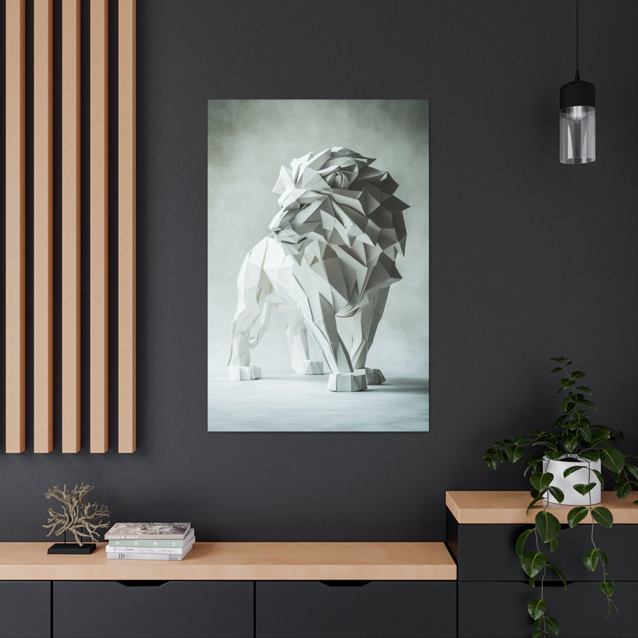 Folded Lion Canvas Wall Art - SynthFrame