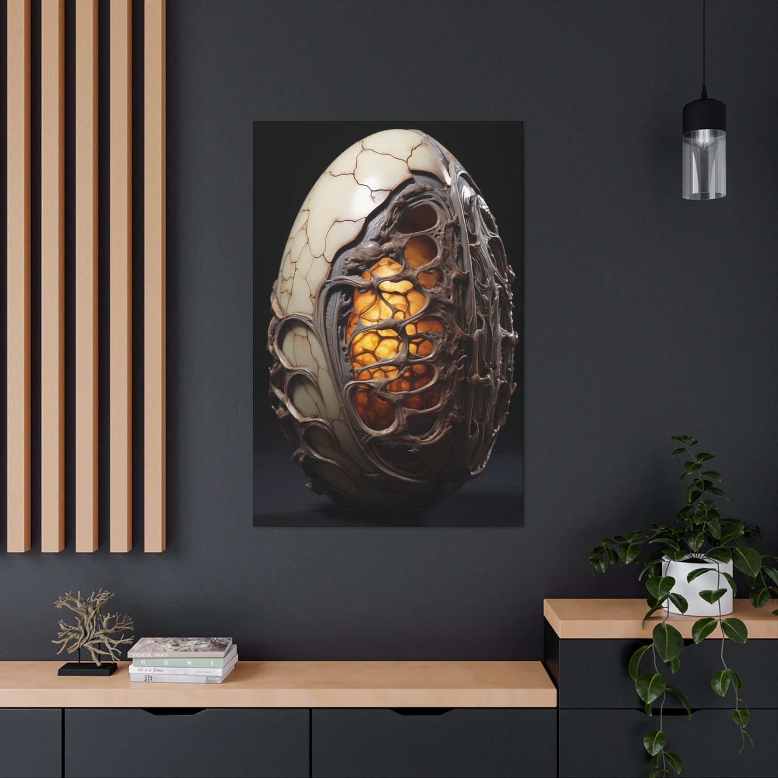 White Alien Egg 10 Canvas Wall Art - SynthFrame