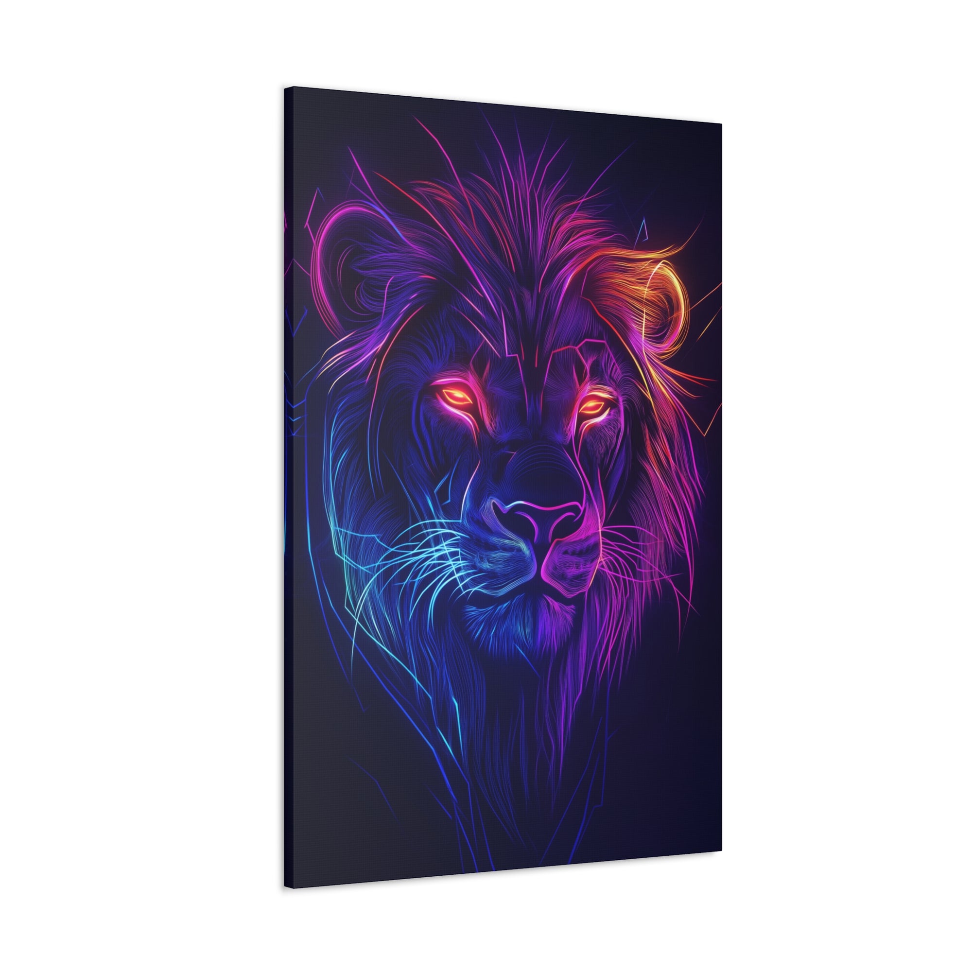 Neon Lion Canvas Wall Art - SynthFrame