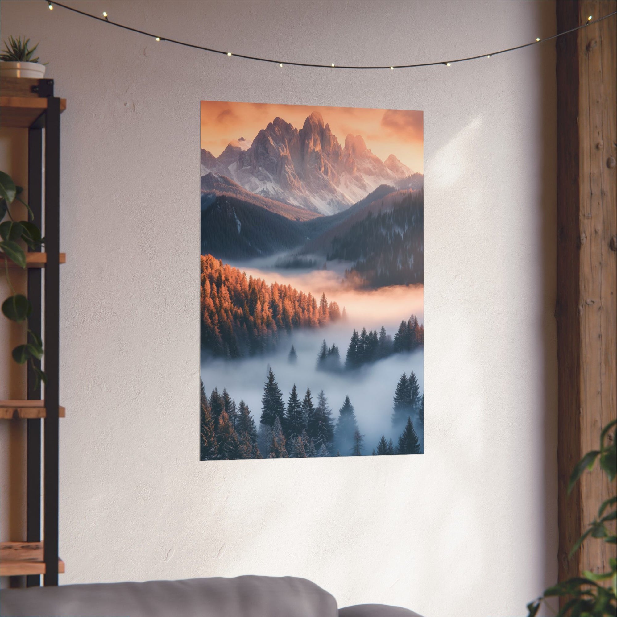 Misty Mountain Dreamscape Poster Wall Art - SynthFrame