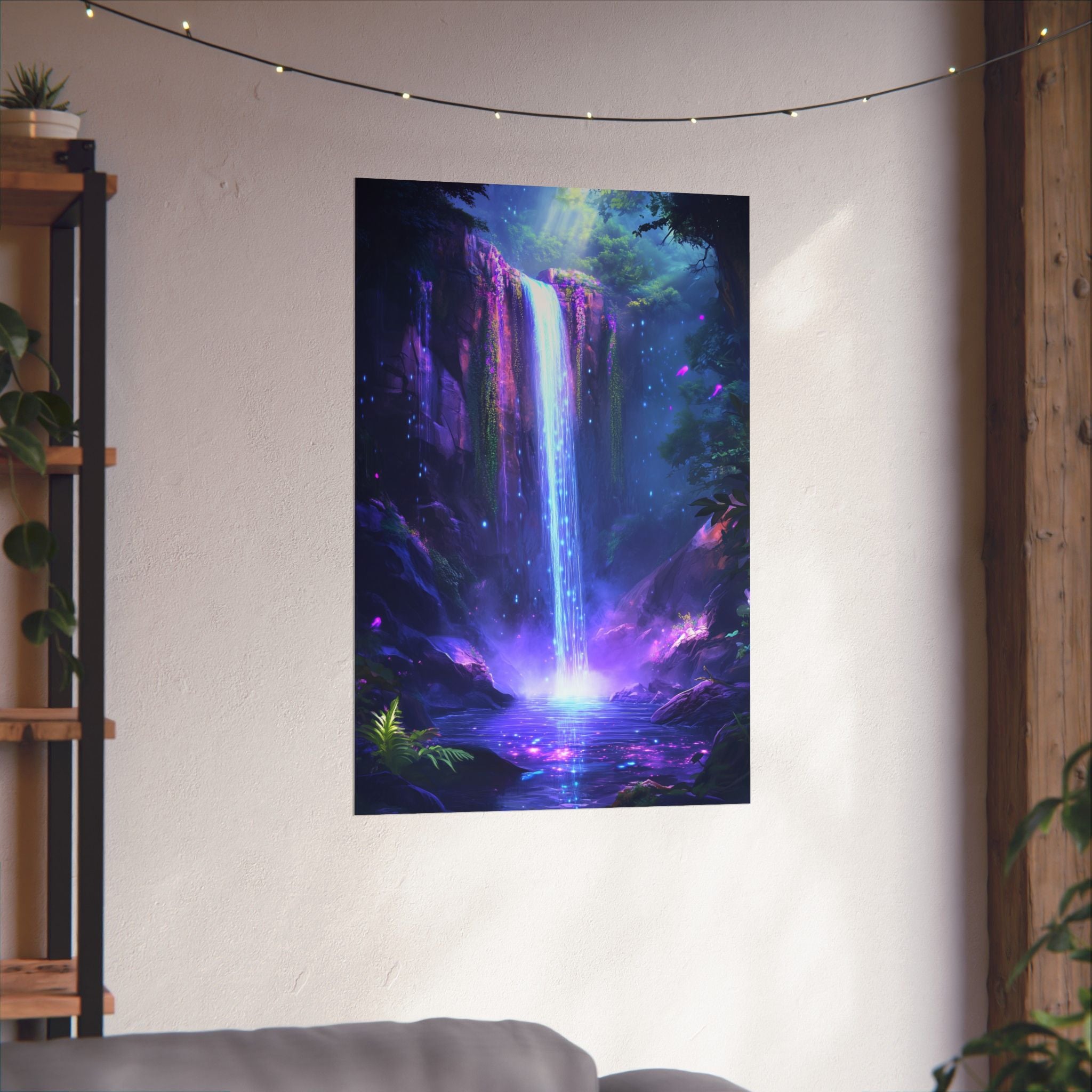 Enchanted Waterfall Oasis Poster Wall Art - SynthFrame