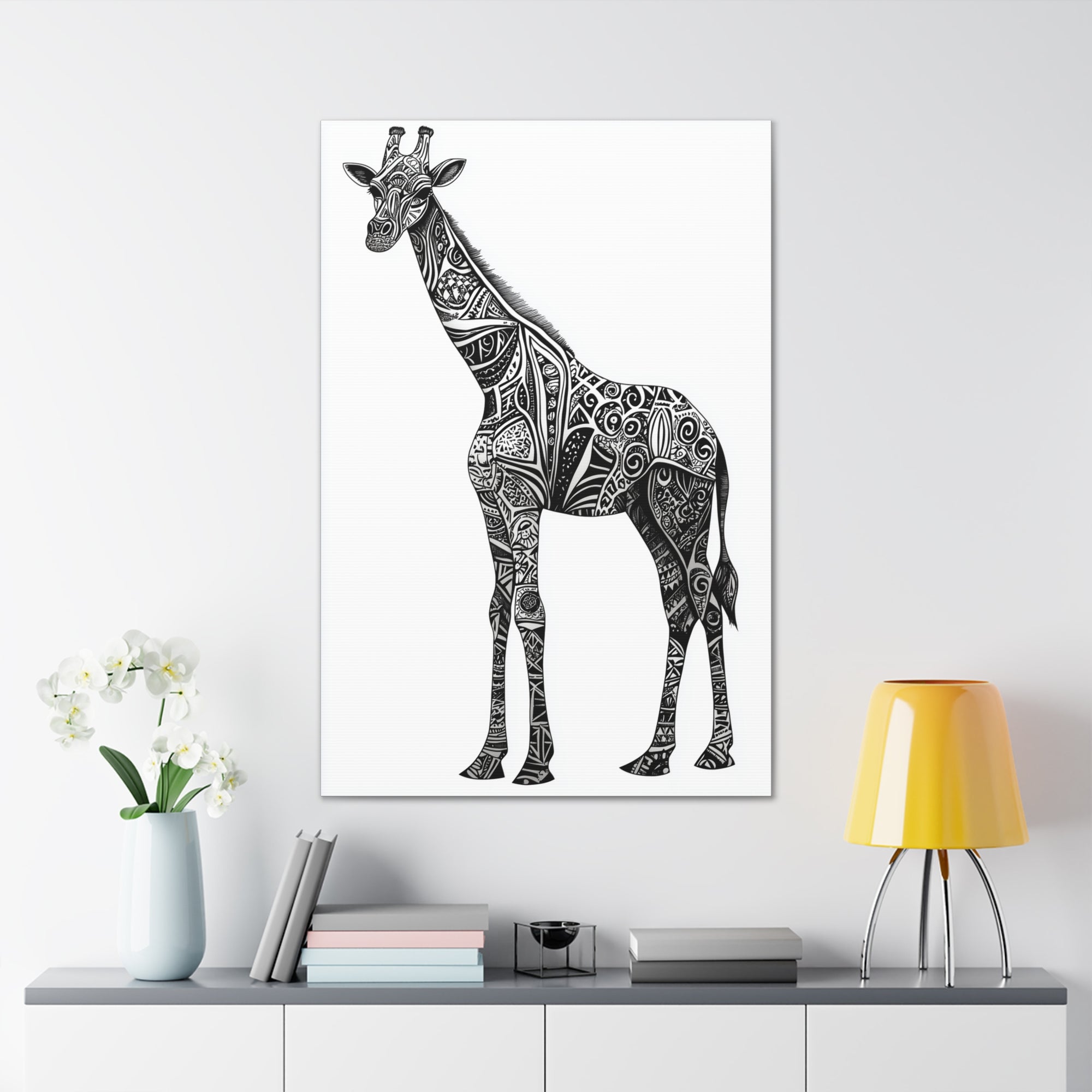 Zentangle Giraffe Canvas Wall Art - SynthFrame