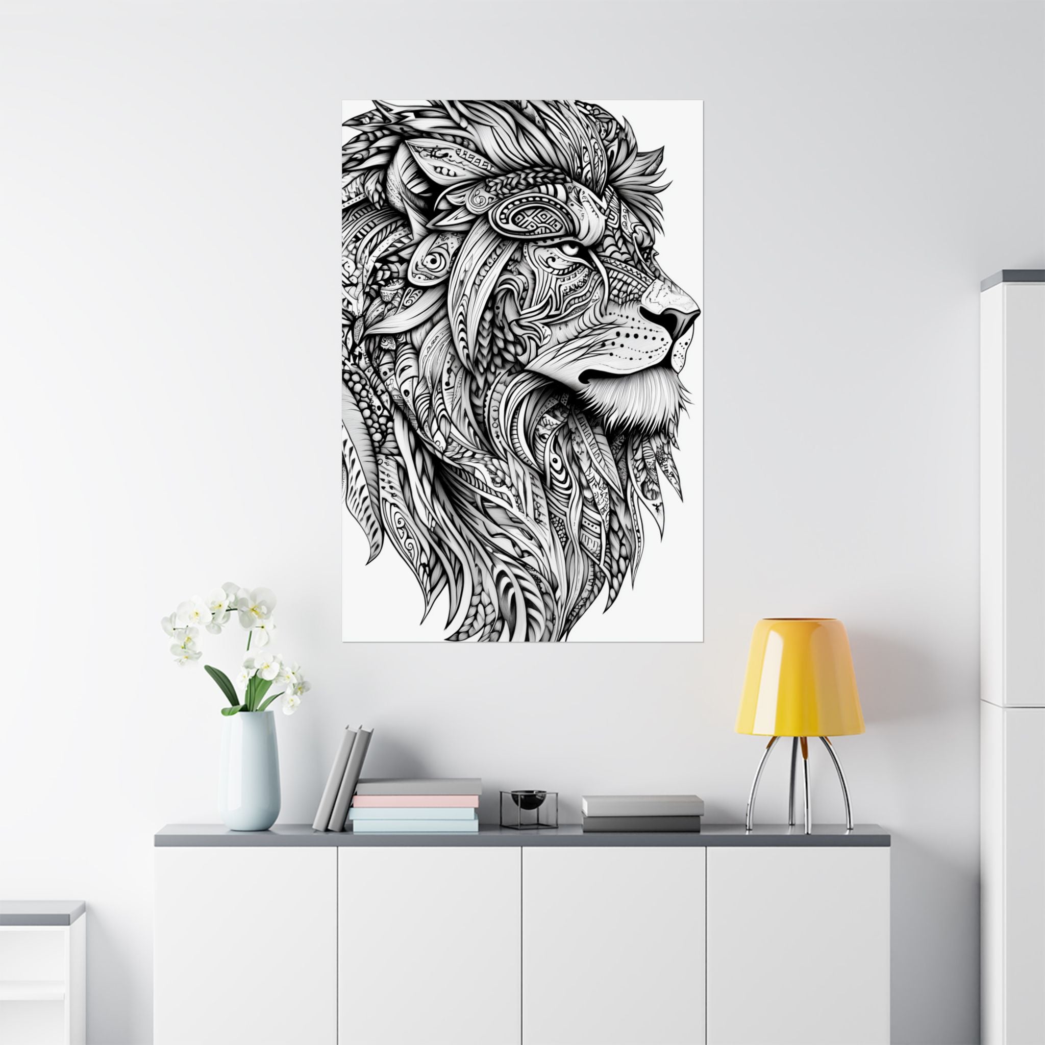 Zentangle Lion Poster