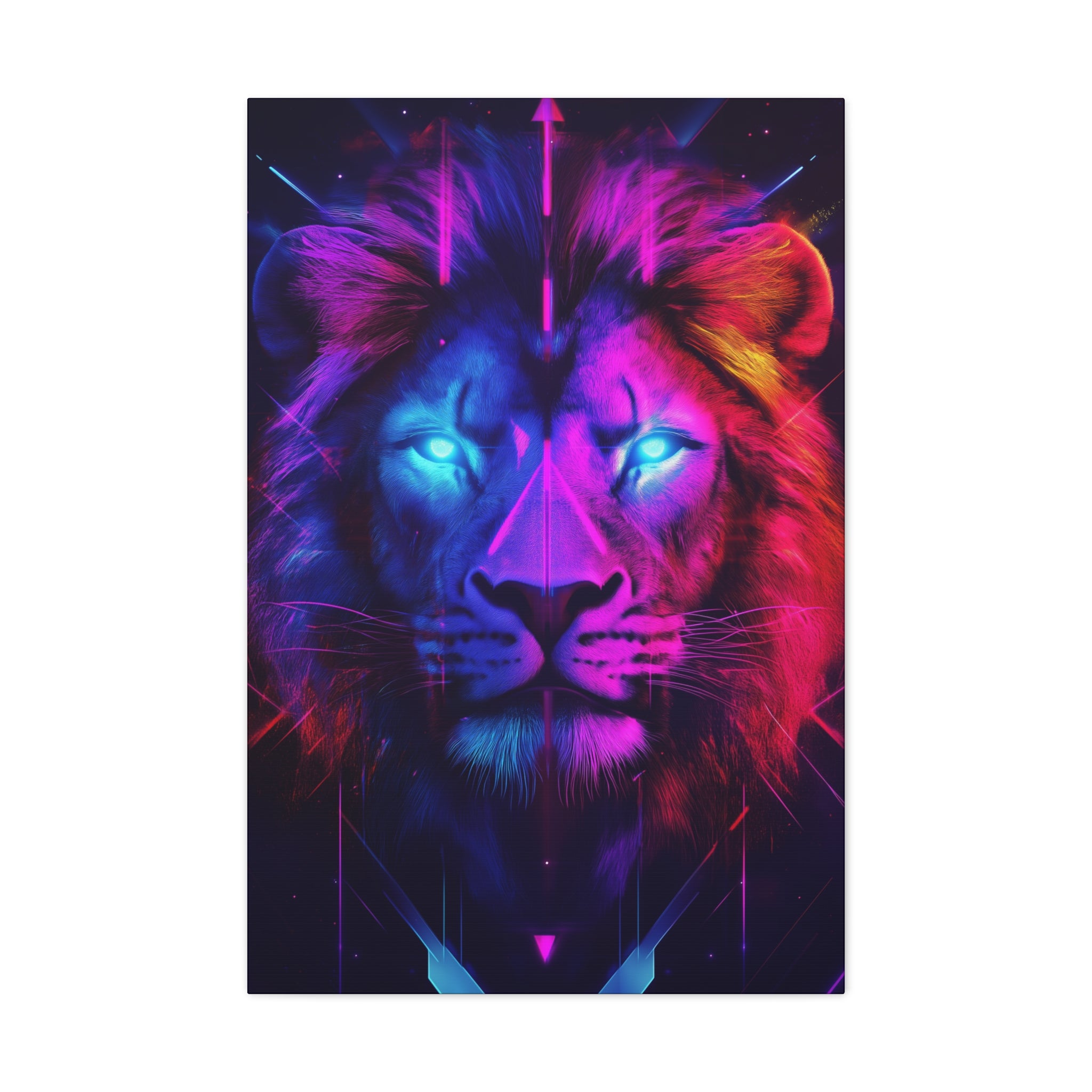 Neon Lion Canvas Wall Art - SynthFrame