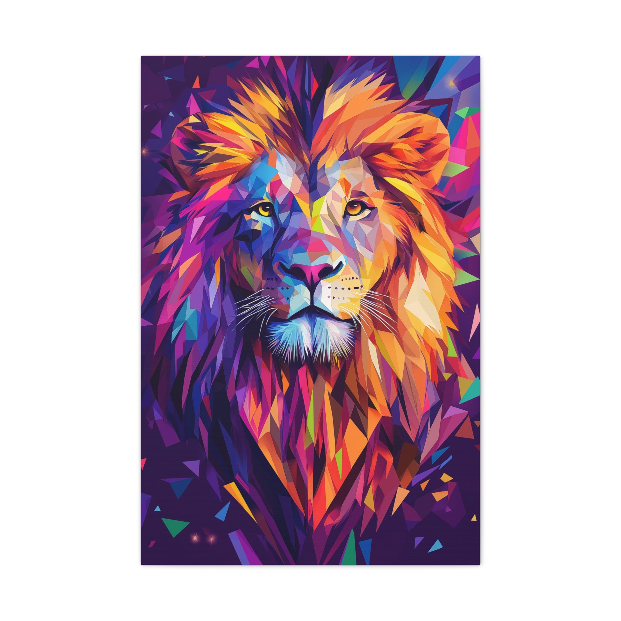 Crystalline Lion Canvas Wall Art - SynthFrame