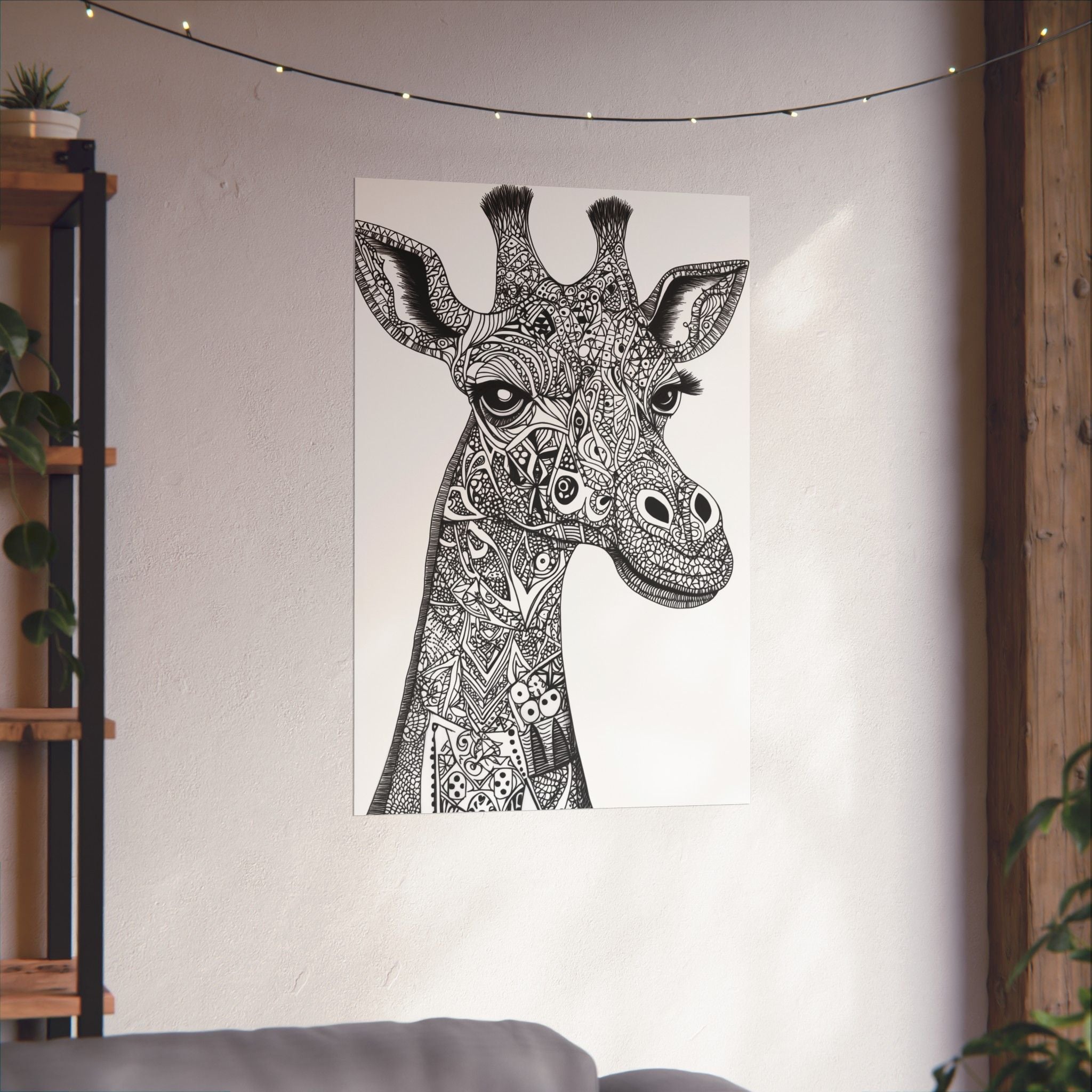 Zentangle Giraffe Poster