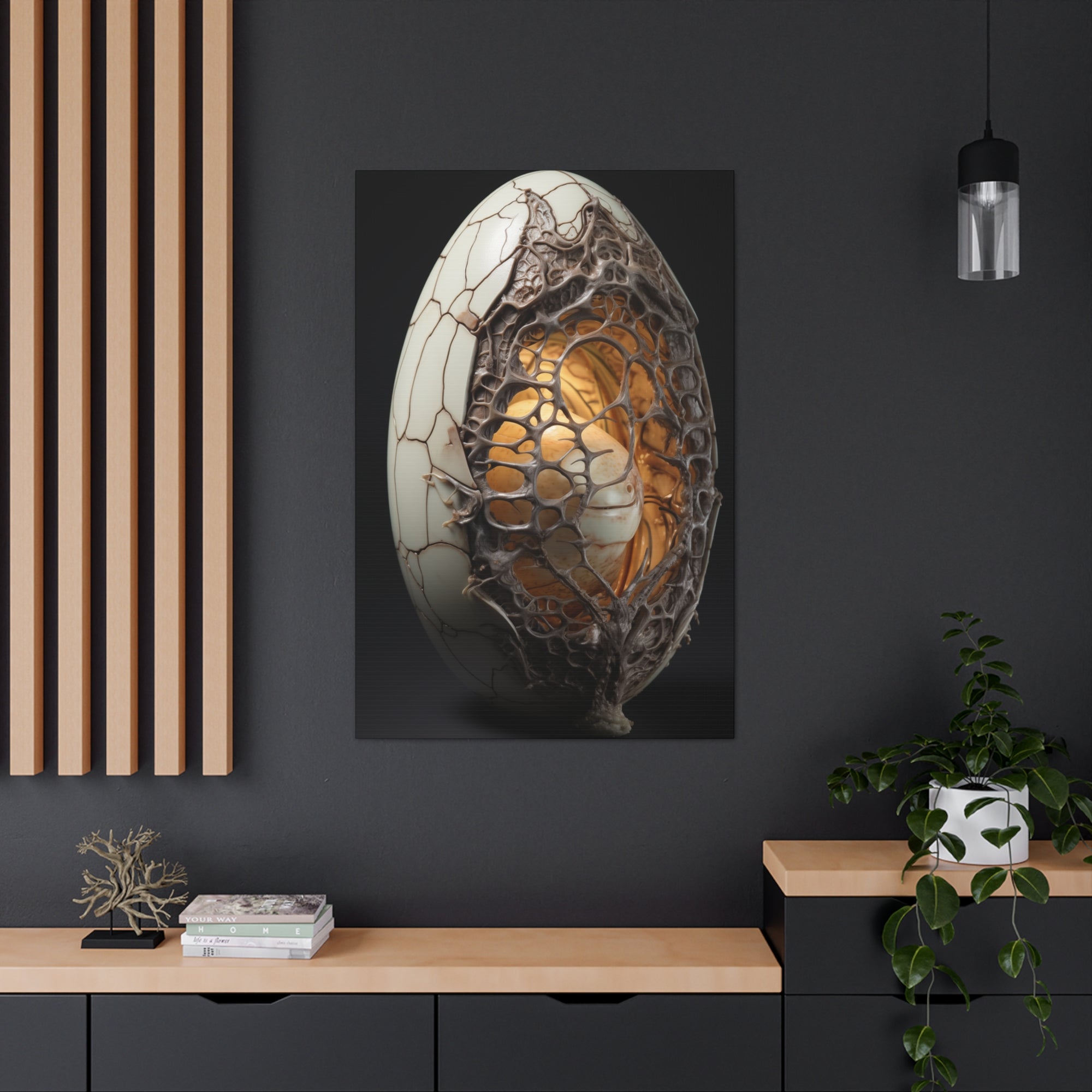 White Alien Egg 4 Canvas Wall Art - SynthFrame