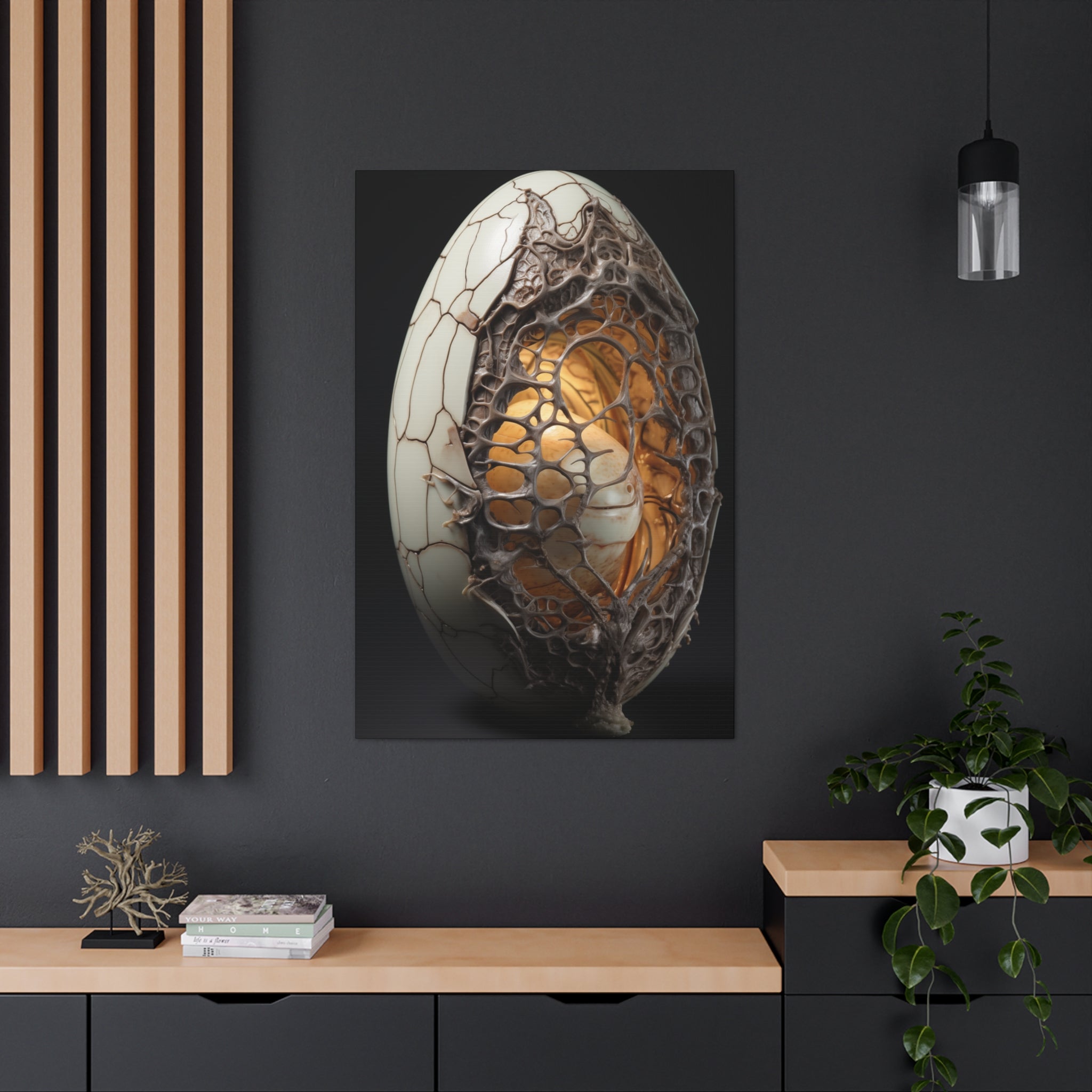 White Alien Egg 4 Canvas Wall Art - SynthFrame