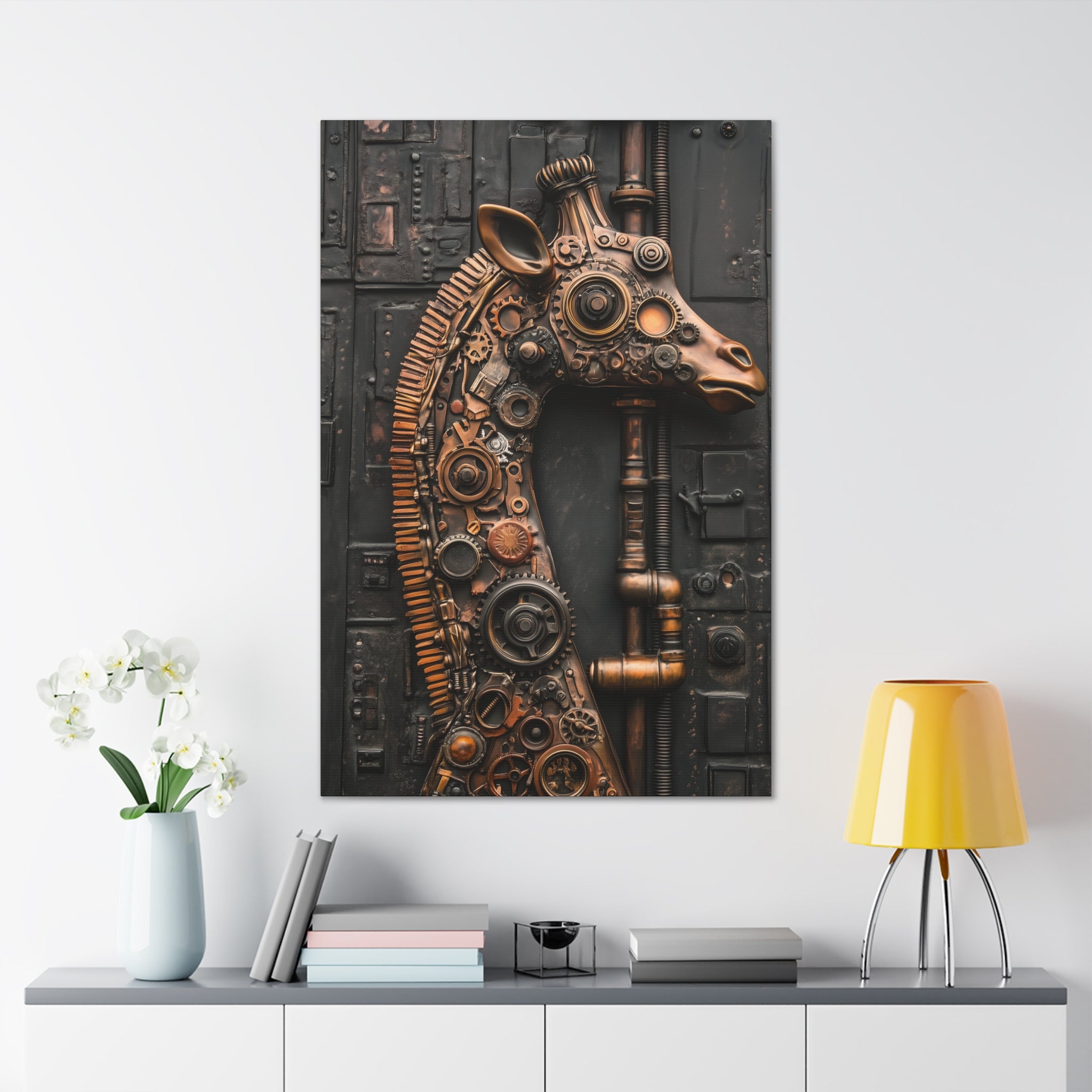 Steampunk Giraffe Canvas Wall Art - SynthFrame