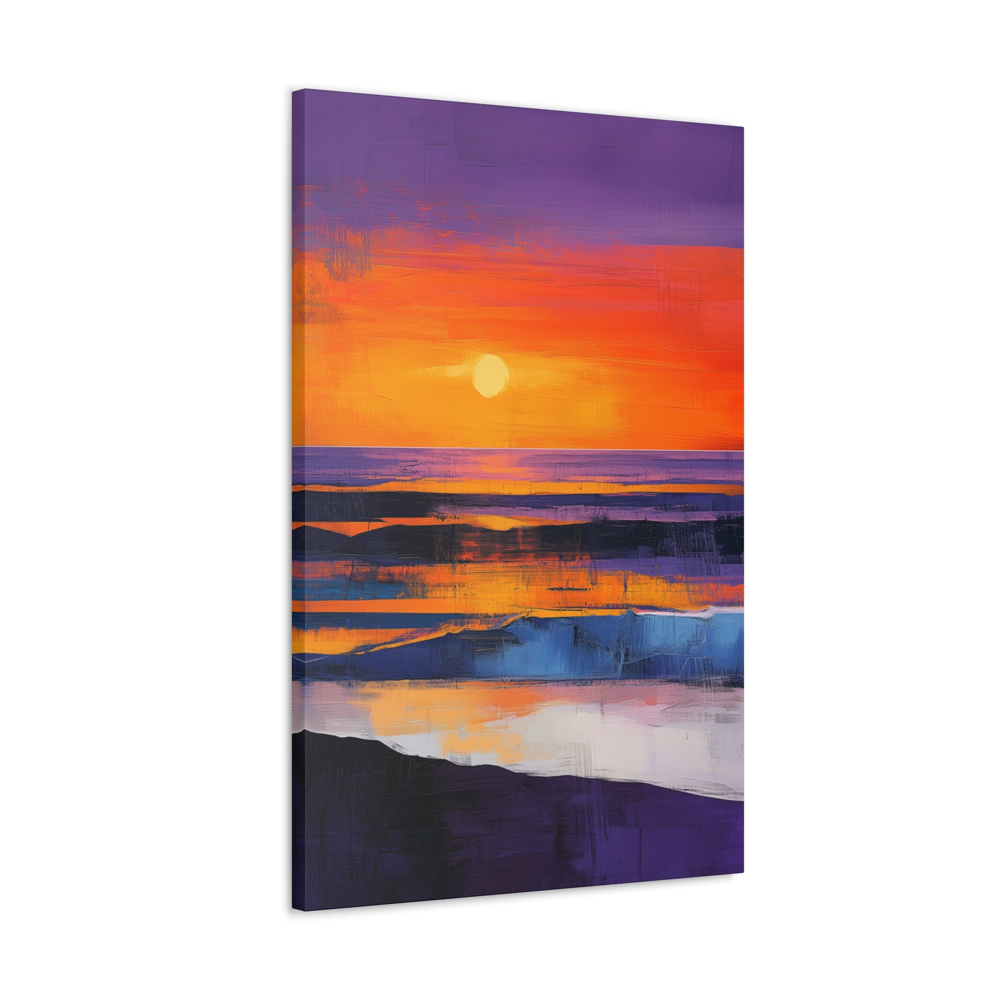 Abstract Coastal Sunset Canvas Wall Art - SynthFrame