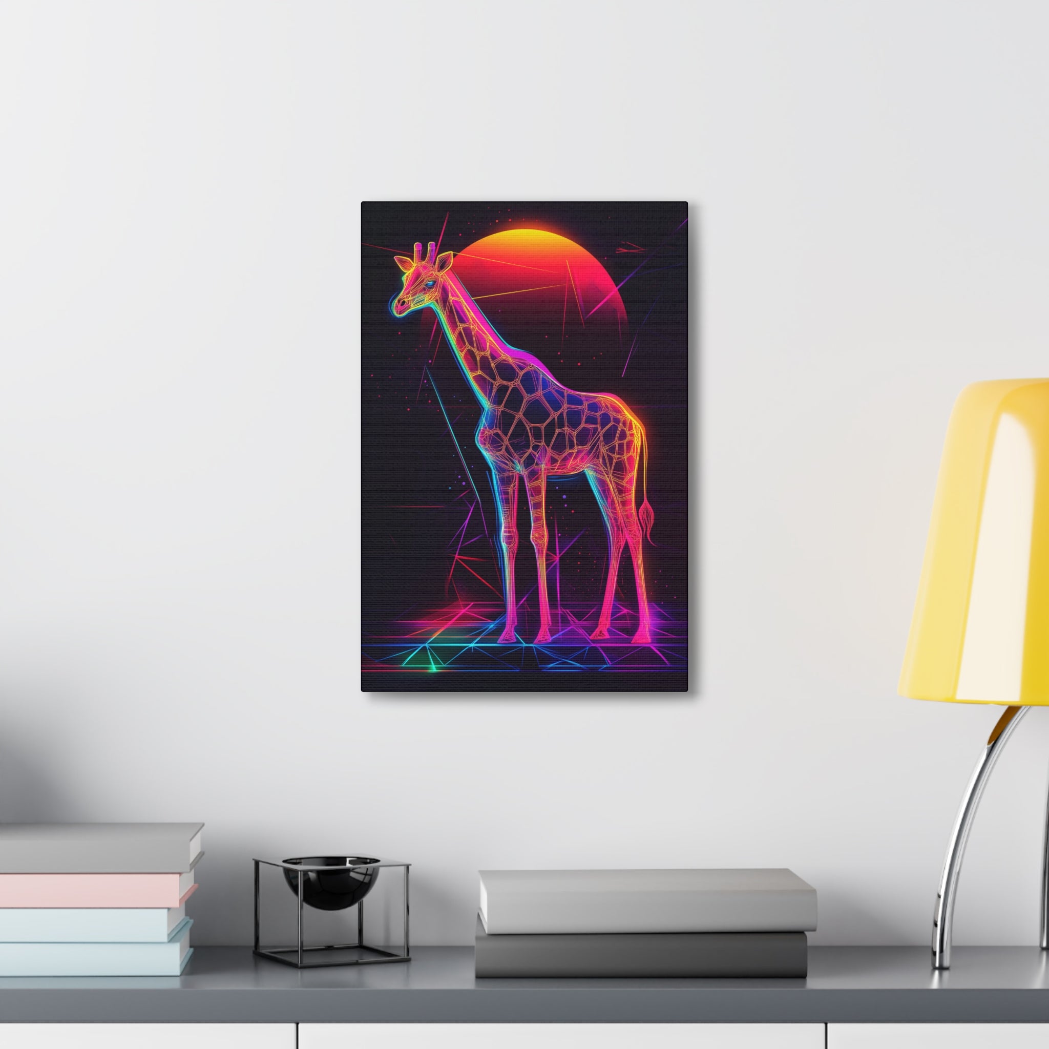 Neon Giraffe Canvas Wall Art - SynthFrame