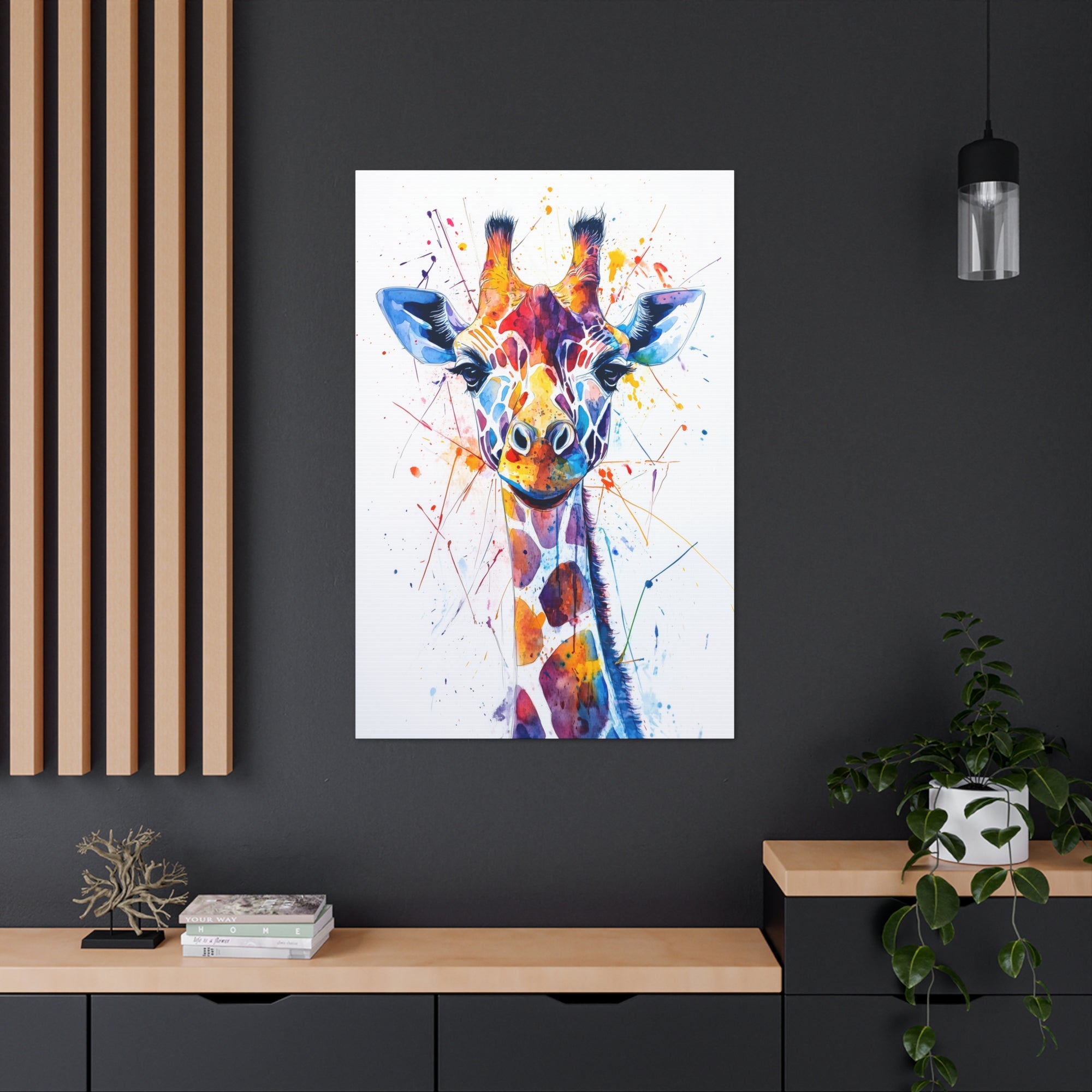 Watercolor Giraffe Canvas Wall Art - SynthFrame