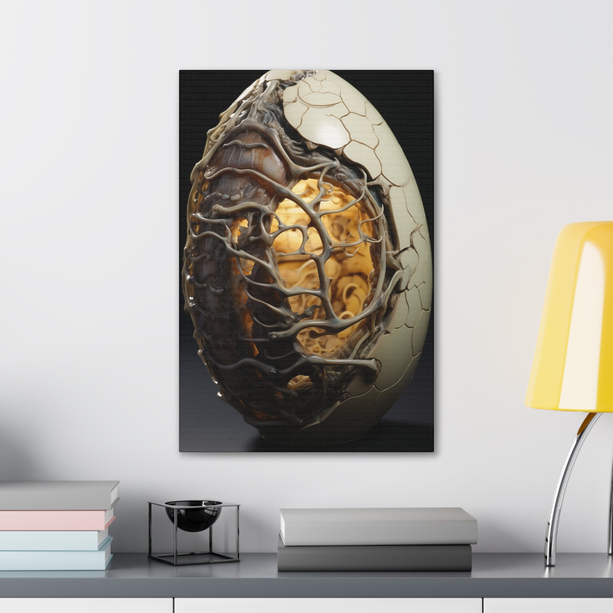 White Alien Egg 1 Canvas Wall Art - SynthFrame