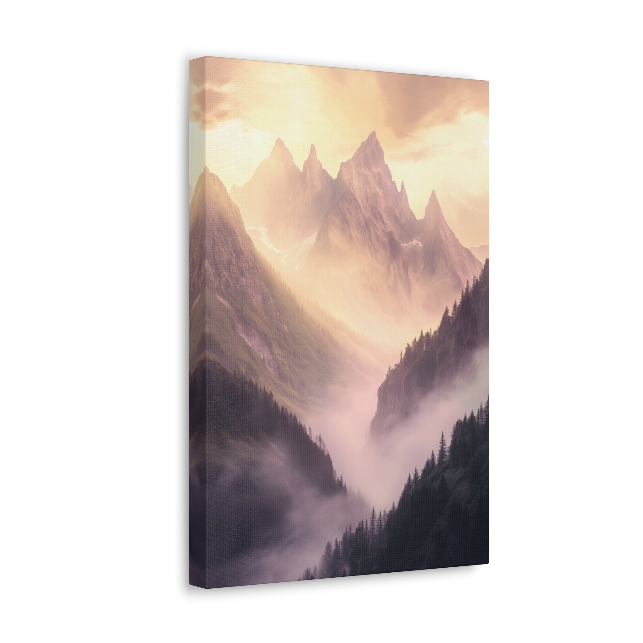 Misty Mountain Dreamscape Canvas Wall Art - SynthFrame