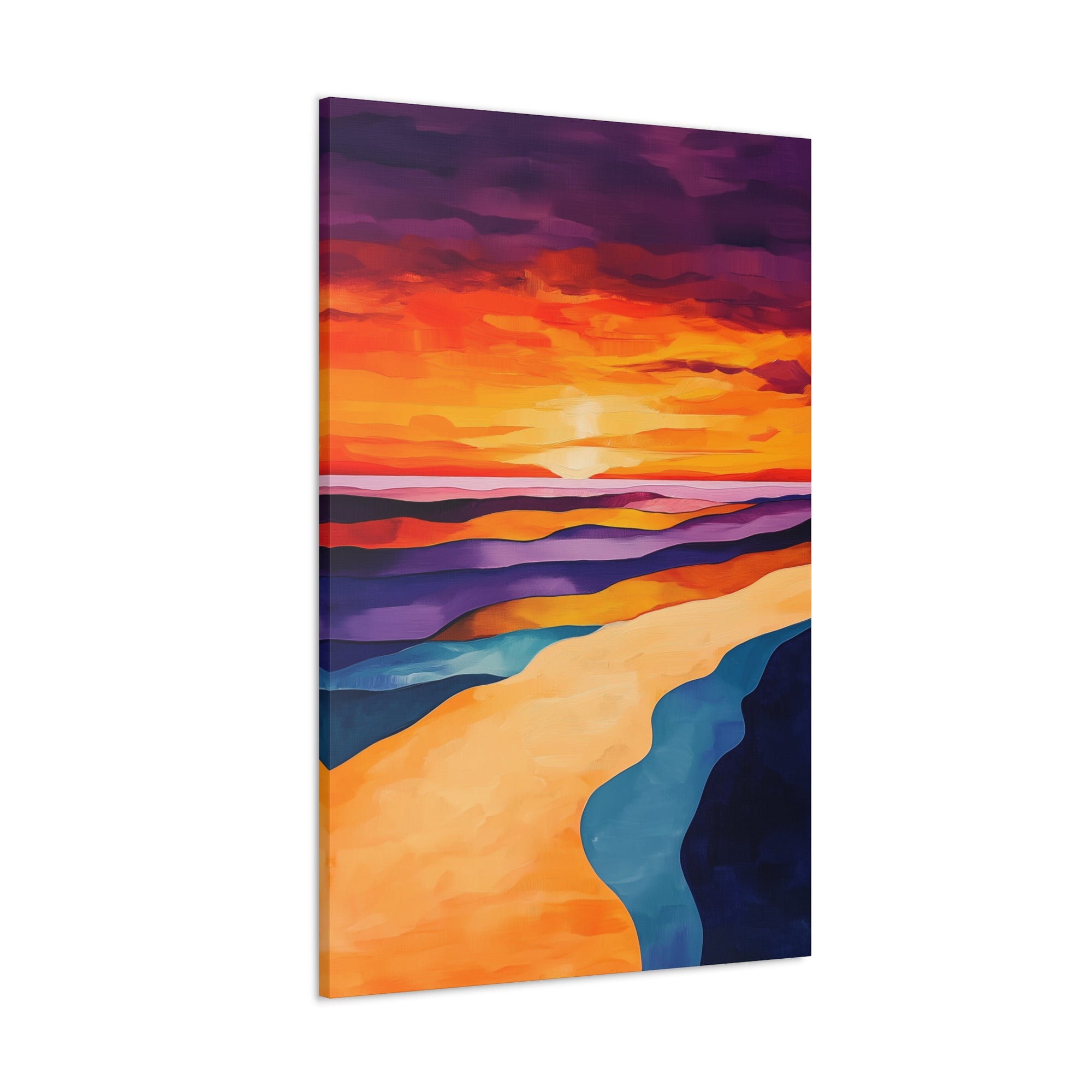 Abstract Coastal Sunset Canvas Wall Art - SynthFrame