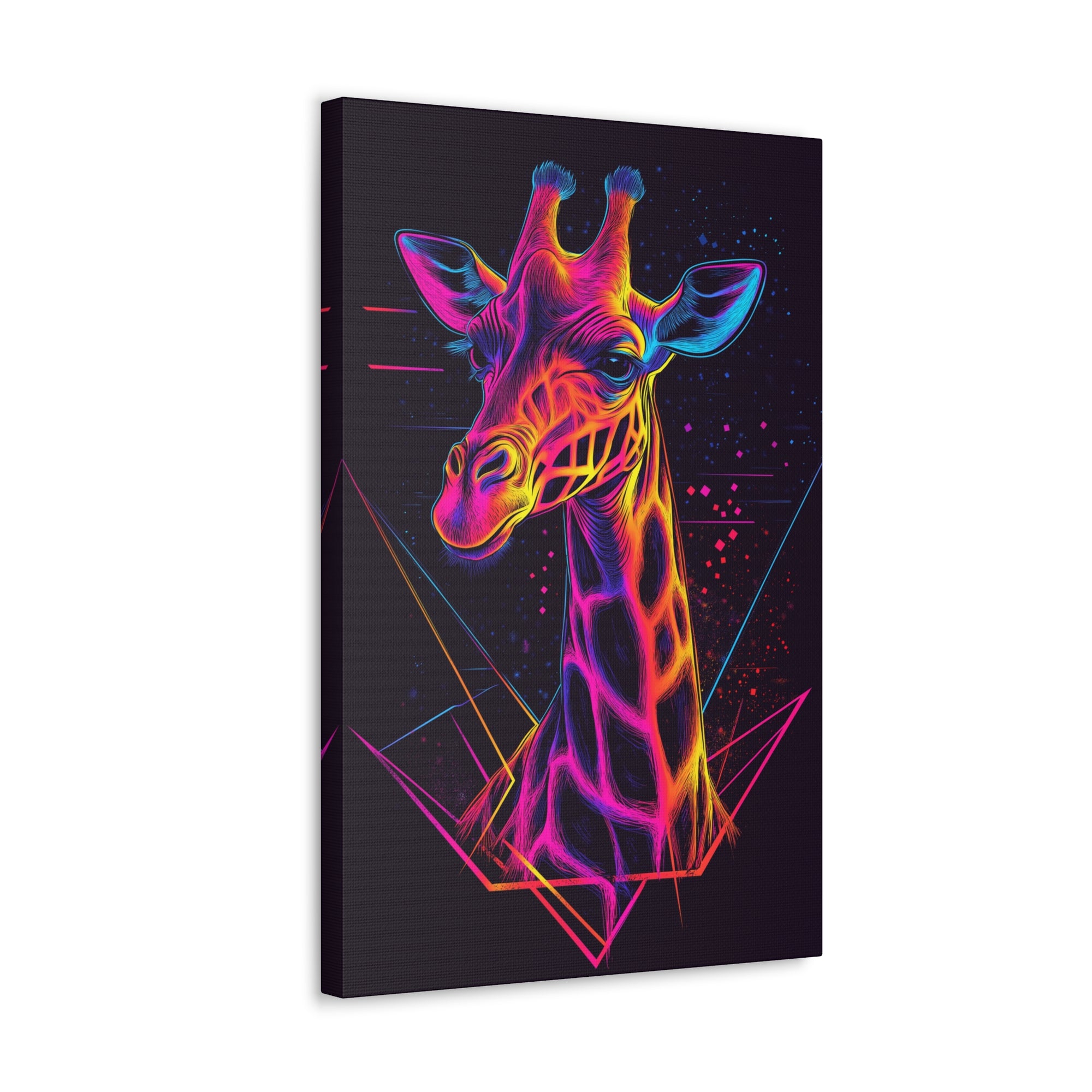 Neon Giraffe Canvas Wall Art - SynthFrame