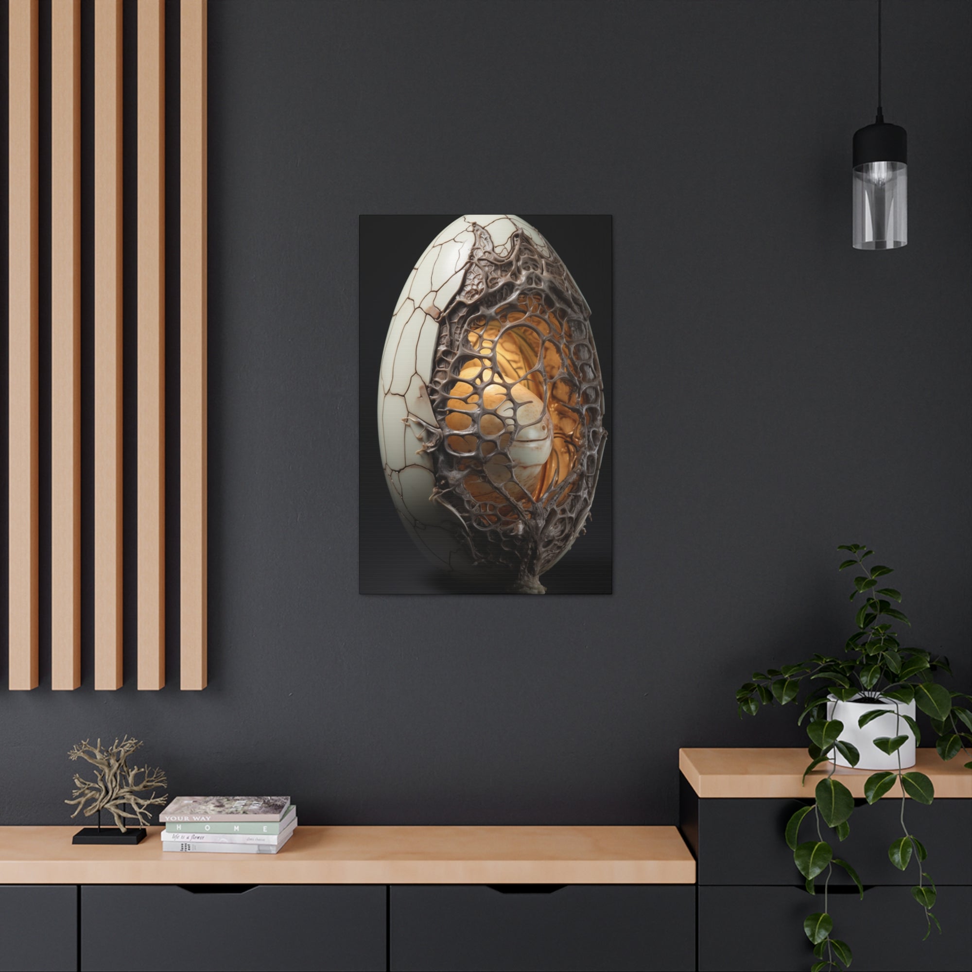 White Alien Egg 4 Canvas Wall Art - SynthFrame