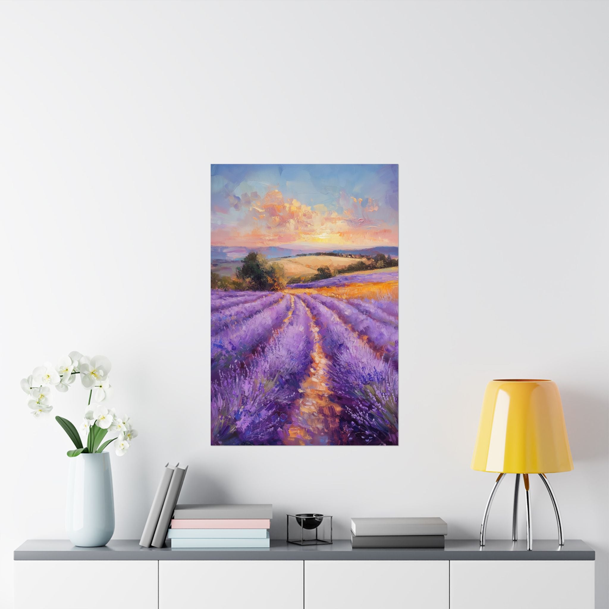 Impressionist Lavender Fields Poster Wall Art - SynthFrame