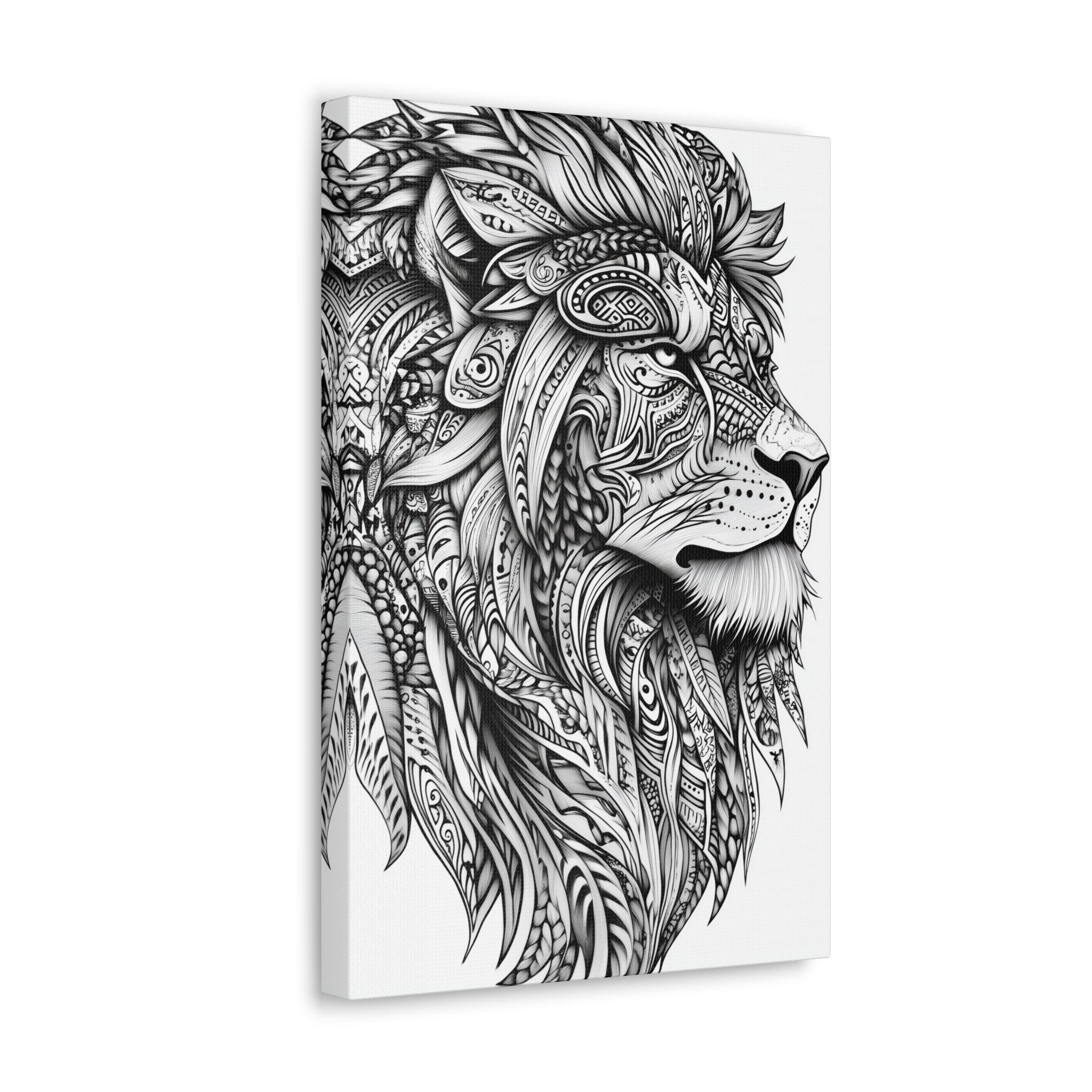 Zentangle Lion Canvas Wall Art - SynthFrame