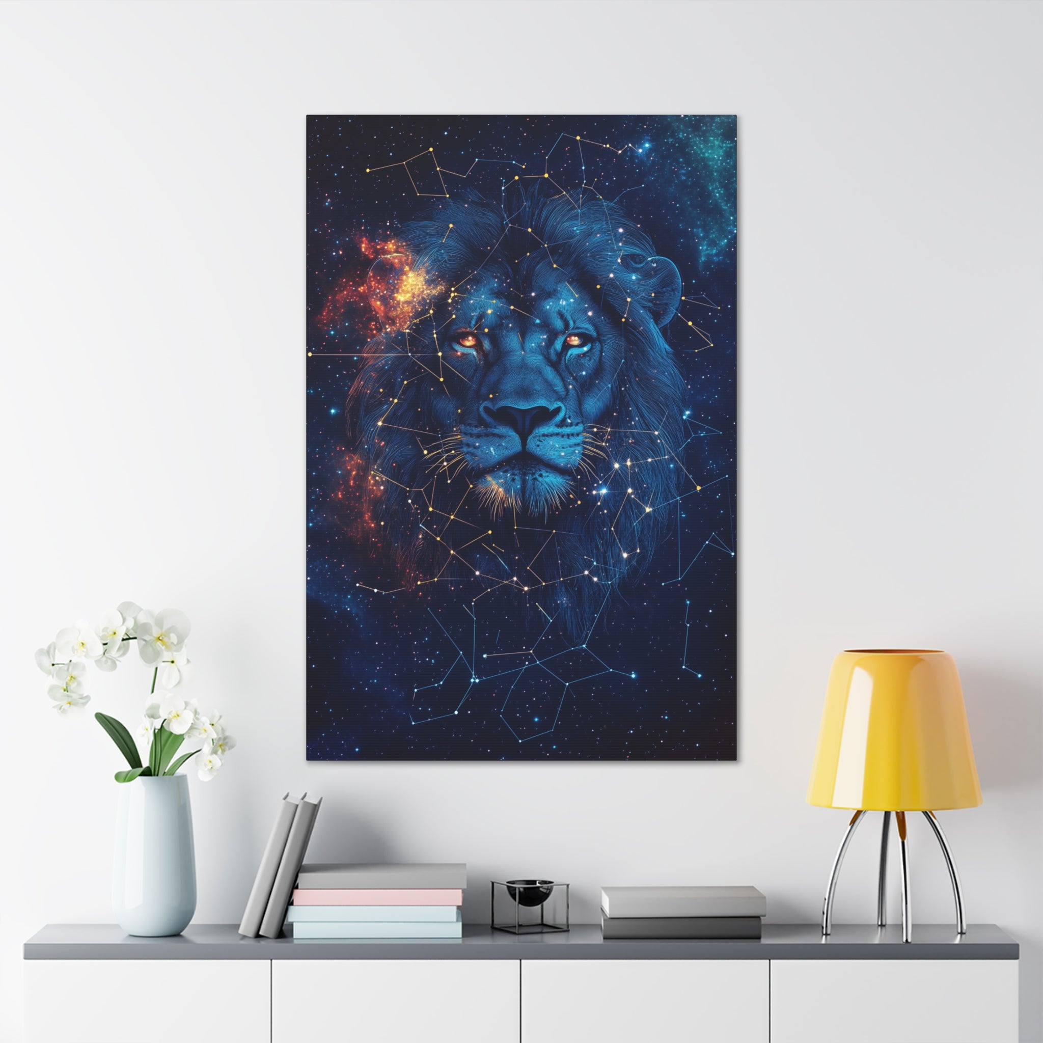 Constellation Lion Canvas Wall Art - SynthFrame