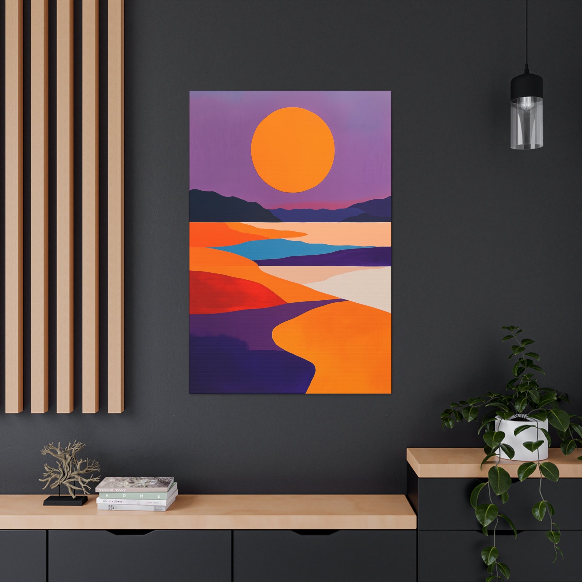 Abstract Coastal Sunset Canvas Wall Art - SynthFrame