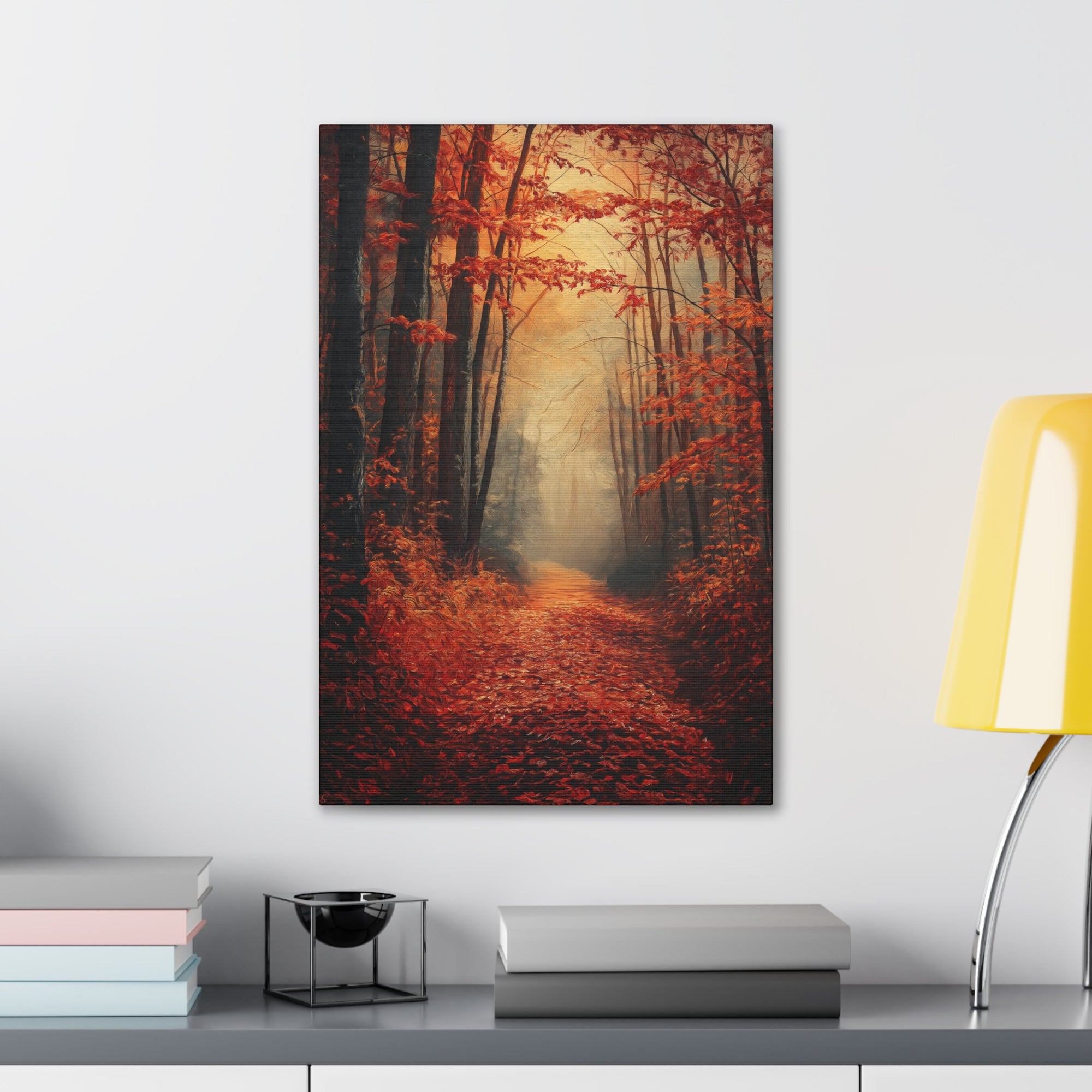 Autumn Forest Path Canvas Wall Art - SynthFrame