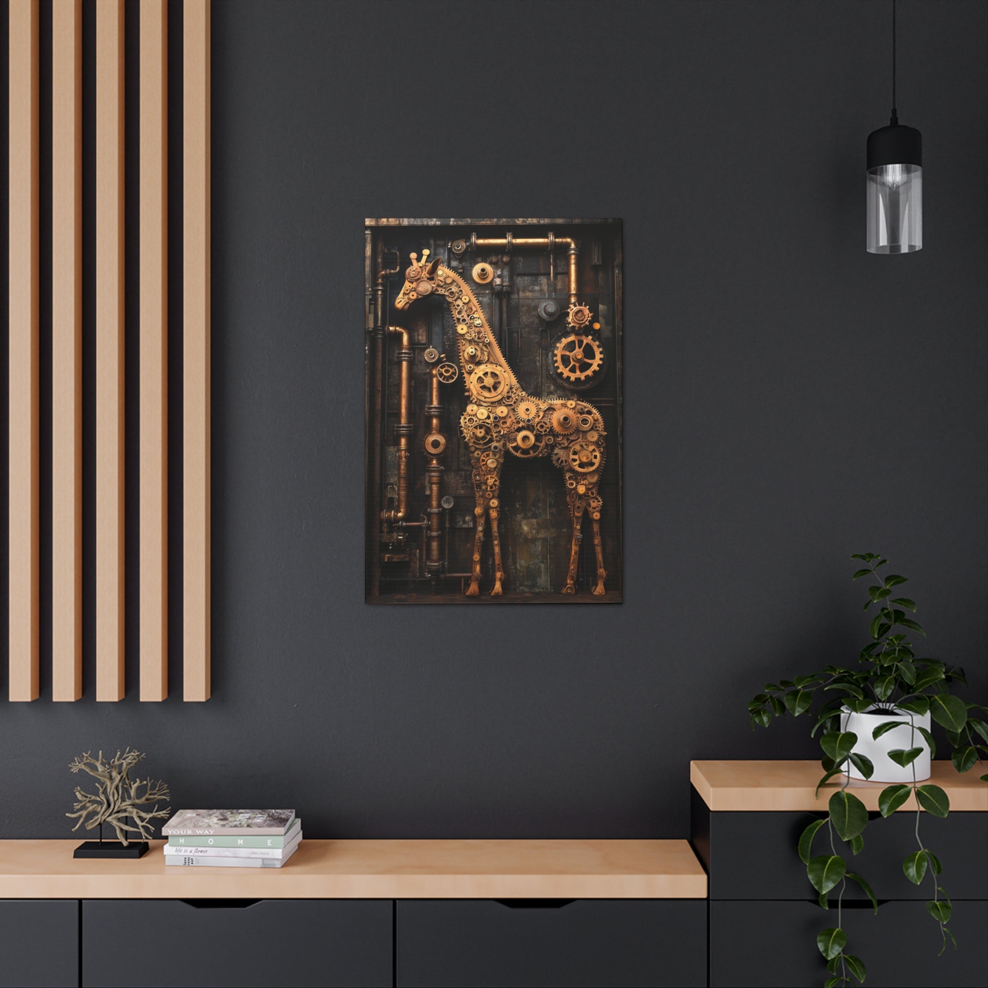 Steampunk Giraffe Canvas Wall Art - SynthFrame