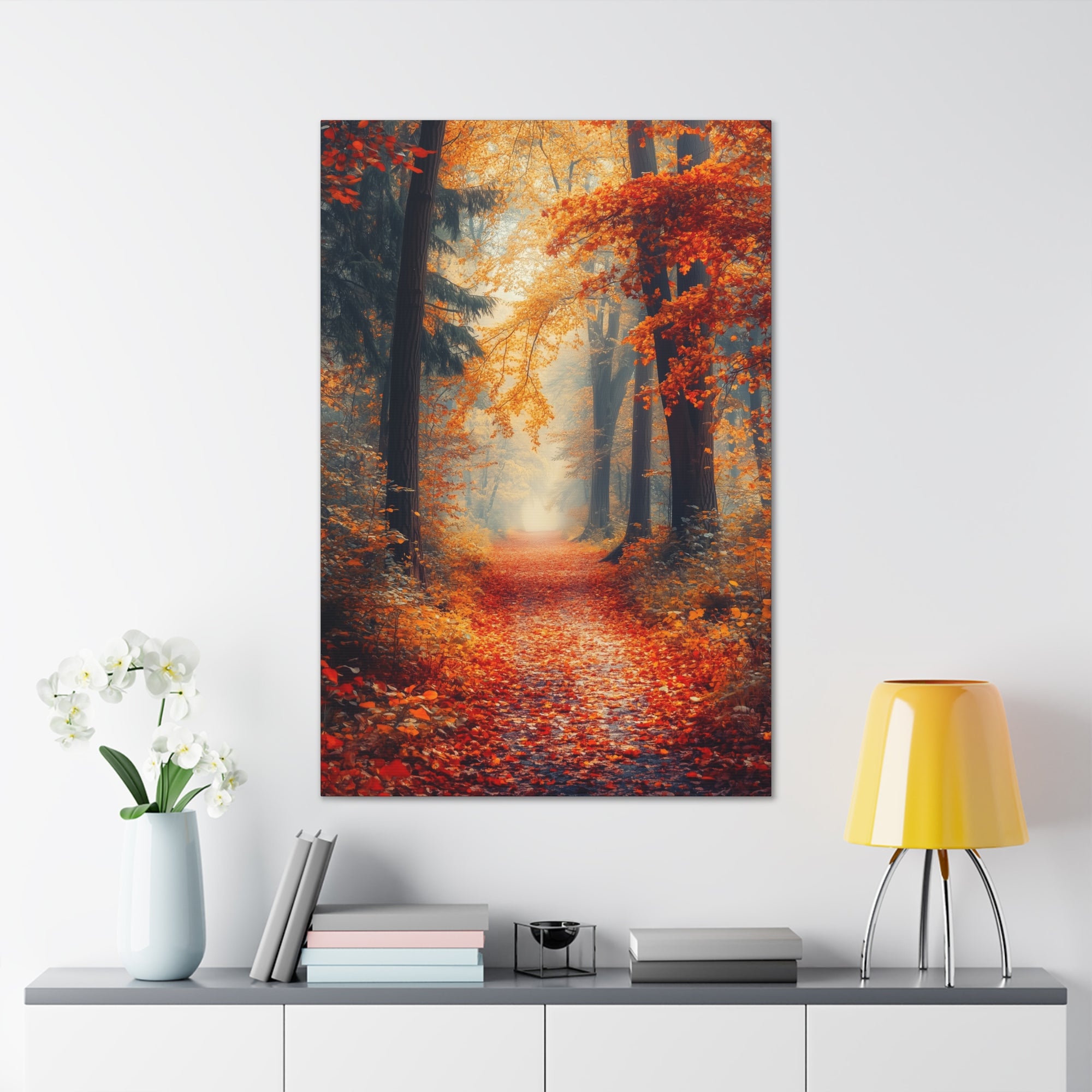 Autumn Forest Path Canvas Wall Art - SynthFrame