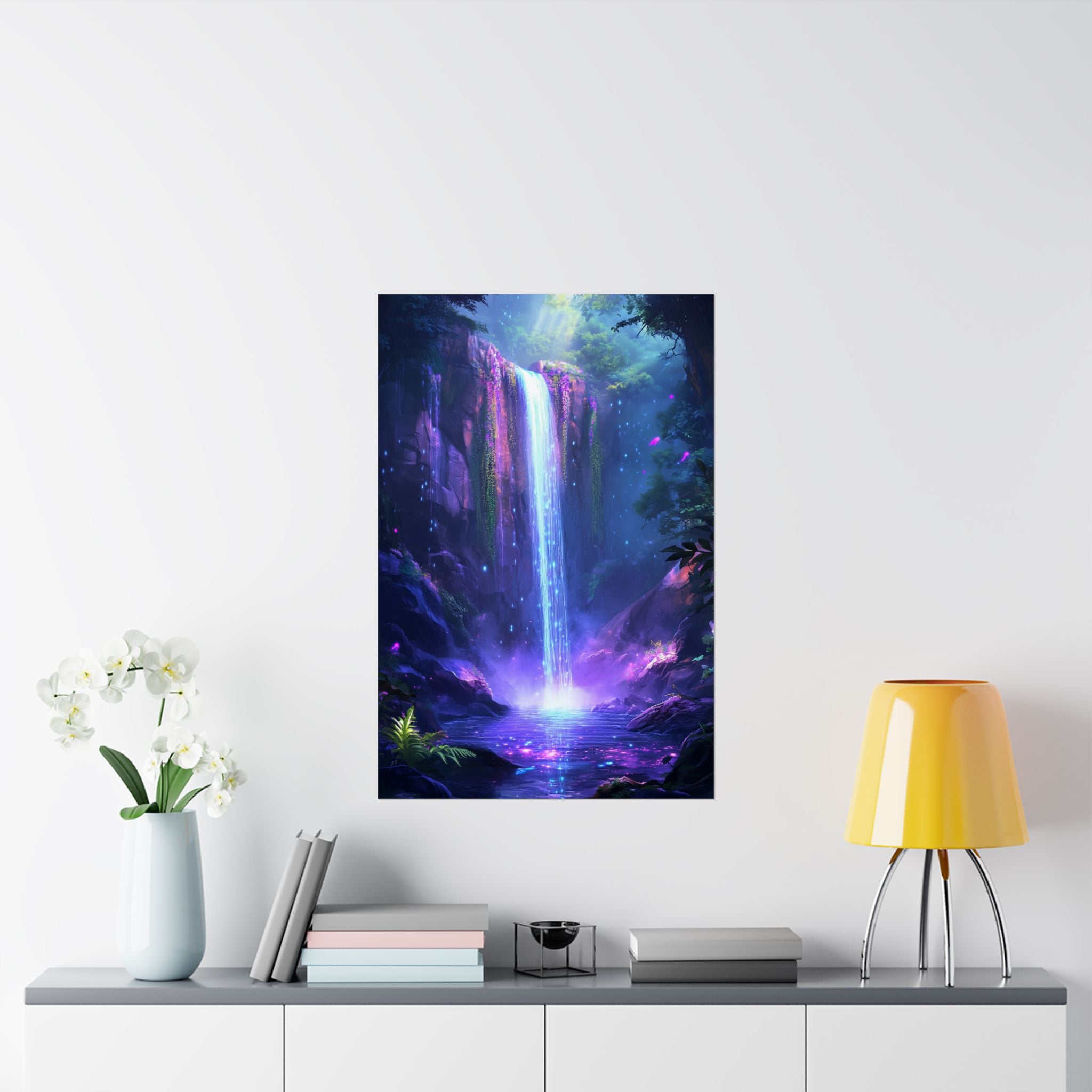 Enchanted Waterfall Oasis Poster Wall Art - SynthFrame