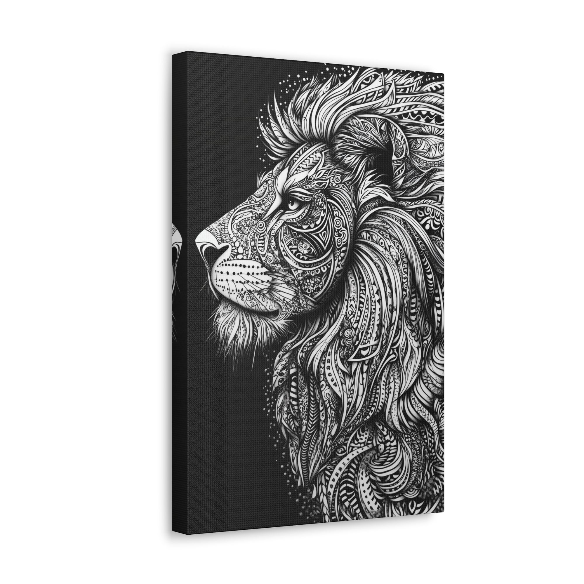 Zentangle Lion Canvas Wall Art - SynthFrame