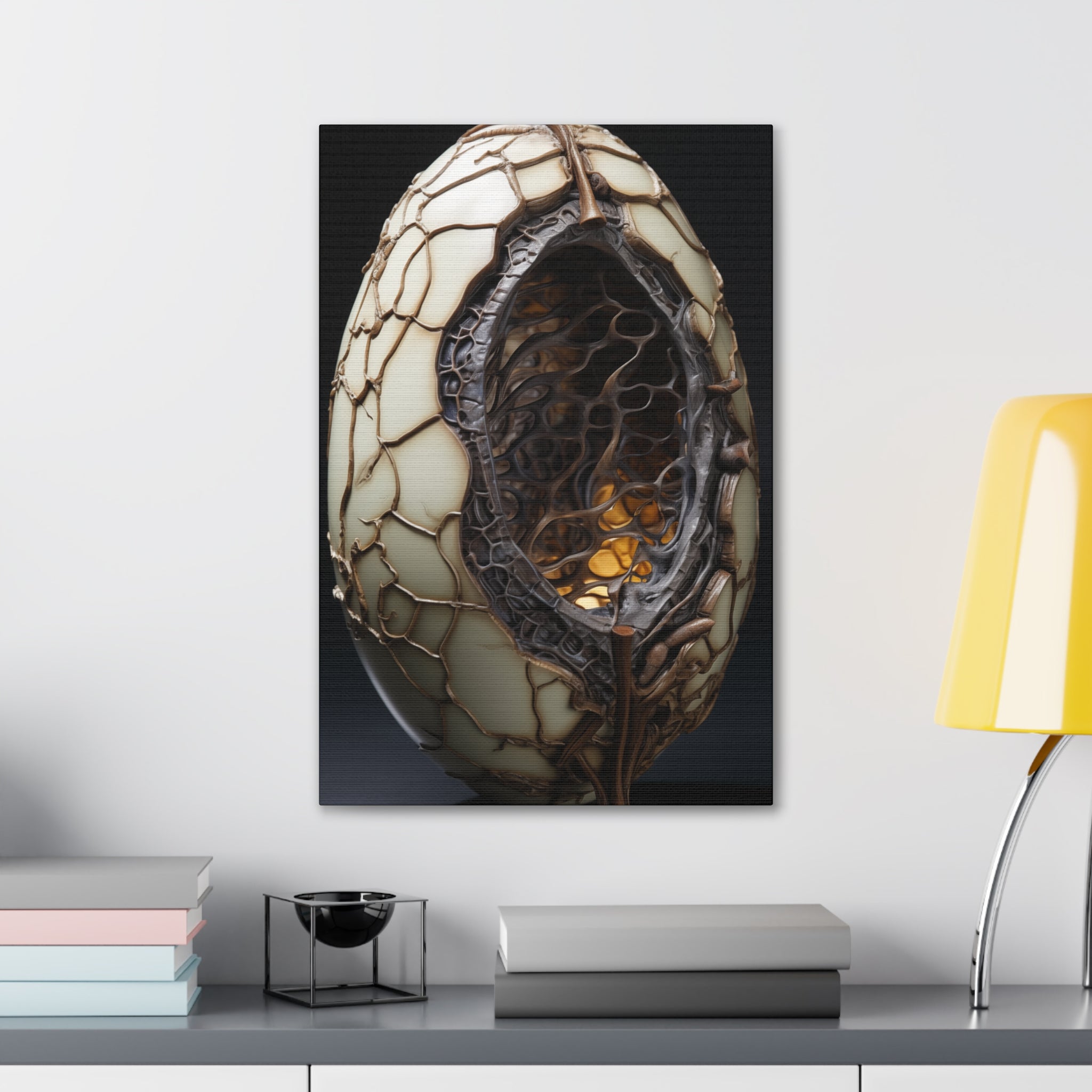 White Alien Egg 6 Canvas Wall Art - SynthFrame