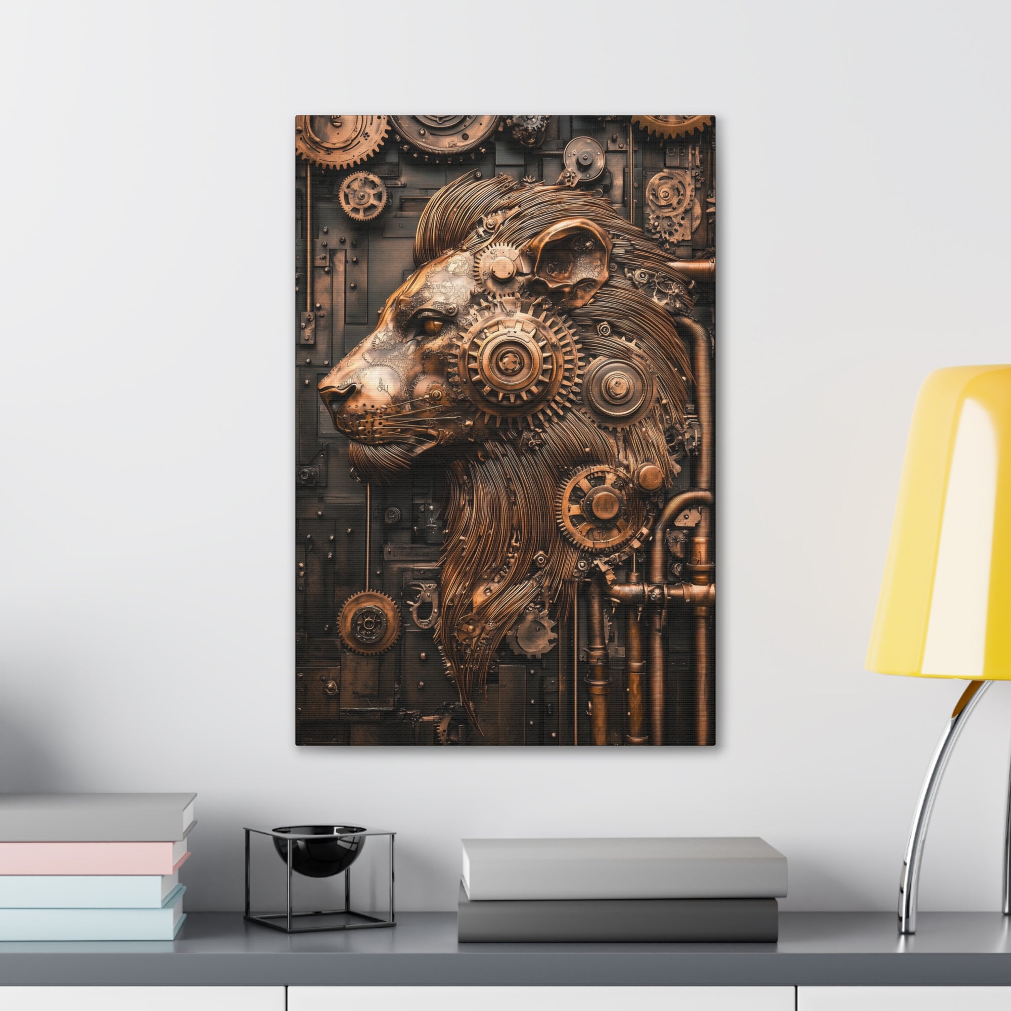 Steampunk Lion Canvas Wall Art - SynthFrame