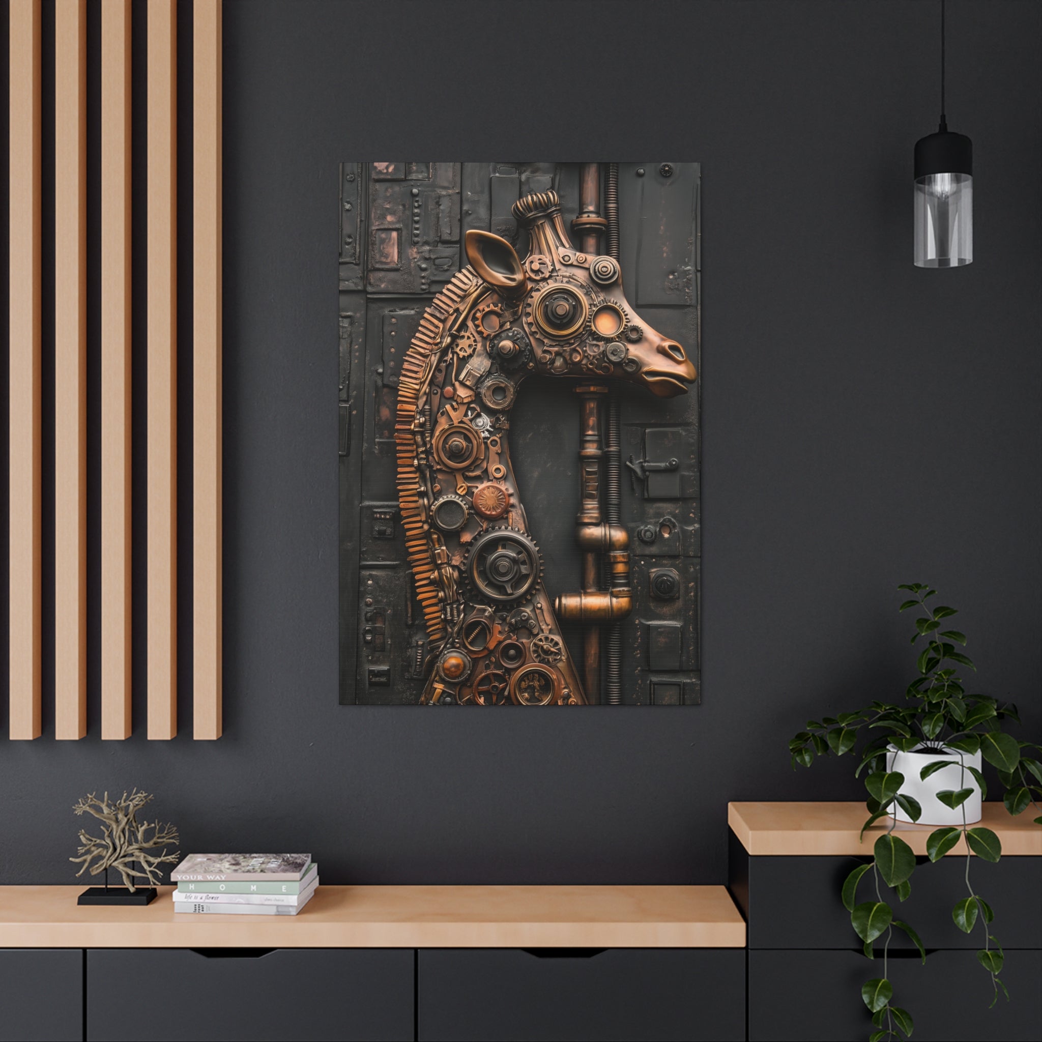 Steampunk Giraffe Canvas Wall Art - SynthFrame