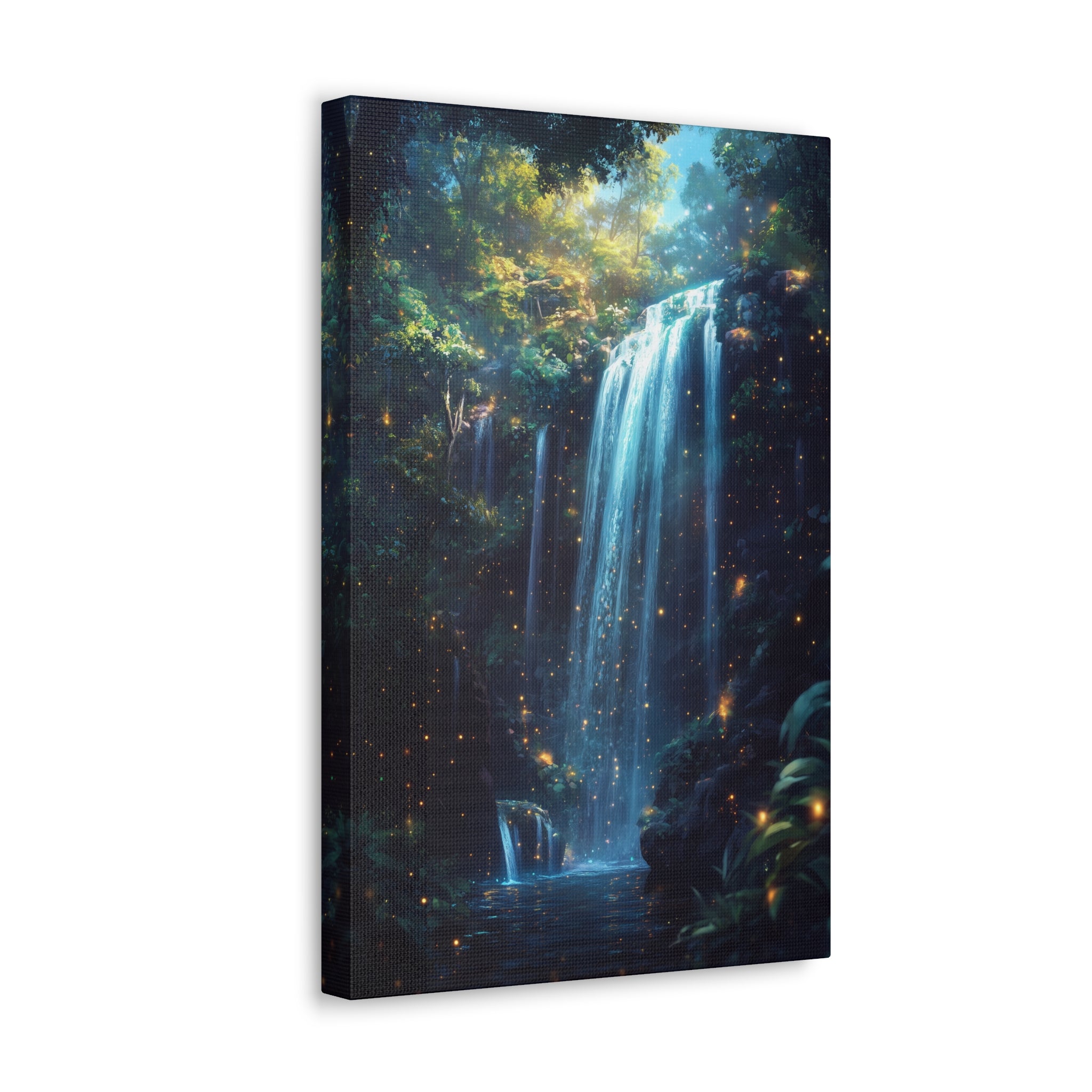 Enchanted Waterfall Oasis Canvas Wall Art - SynthFrame