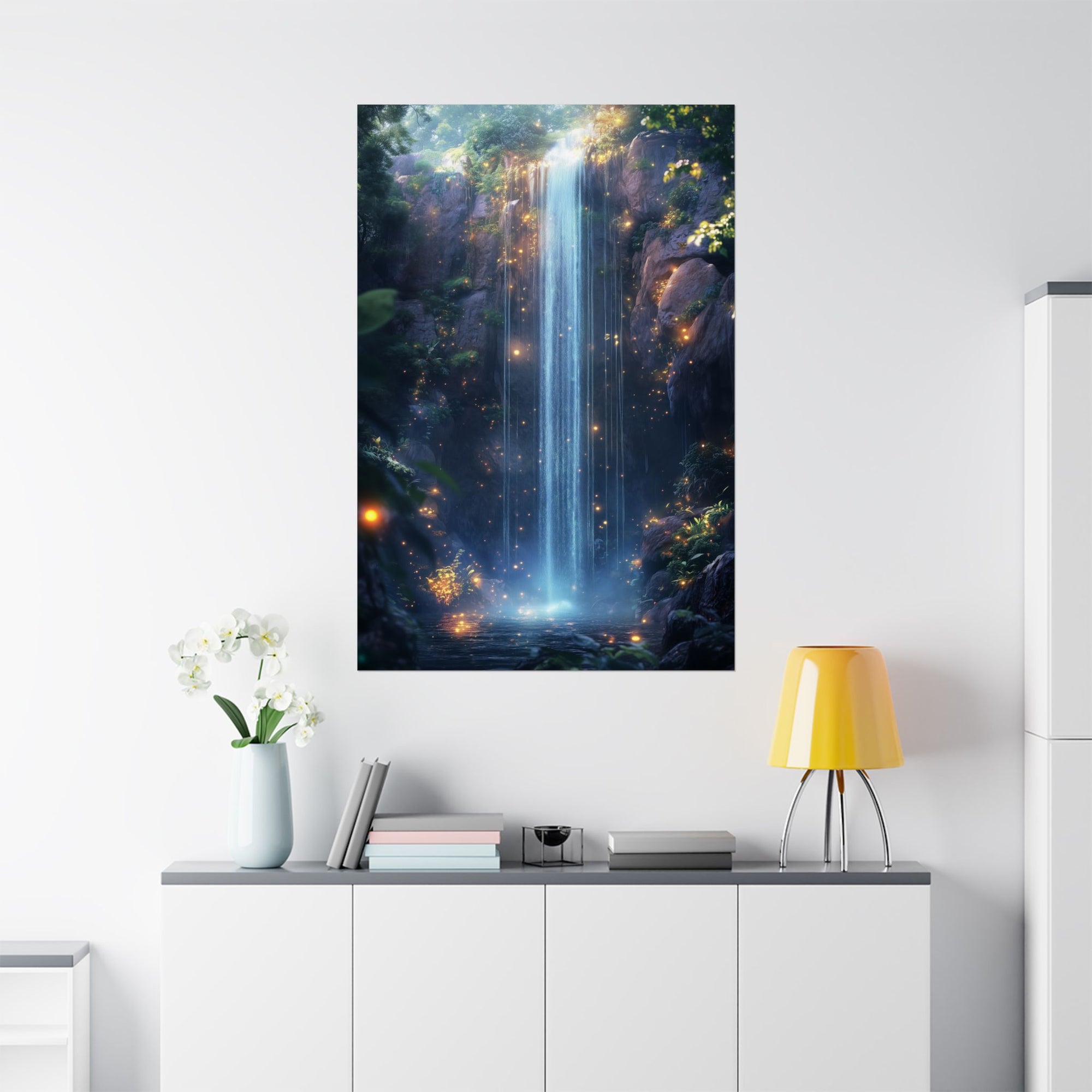 Enchanted Waterfall Oasis Poster Wall Art - SynthFrame