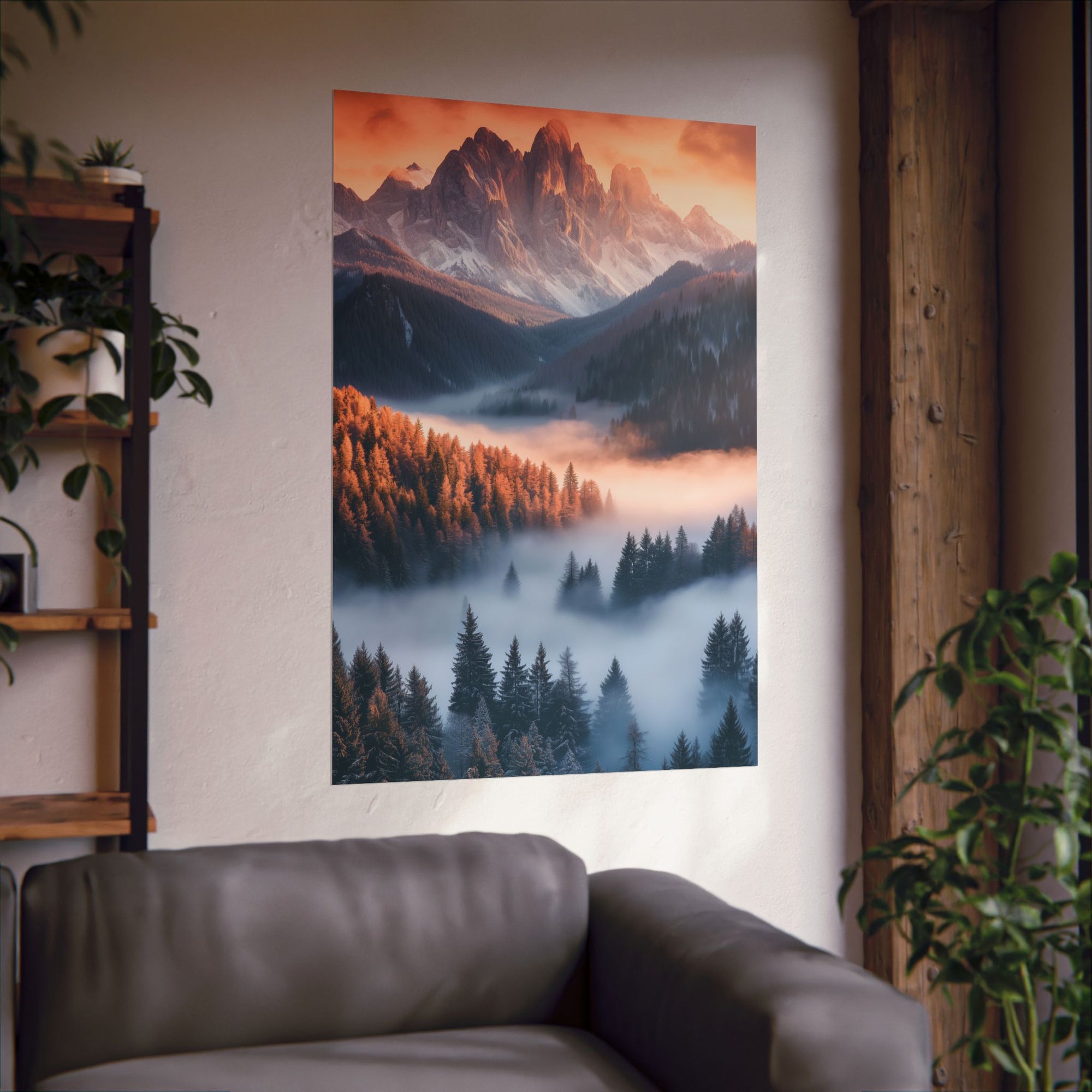 Misty Mountain Dreamscape Poster Wall Art - SynthFrame