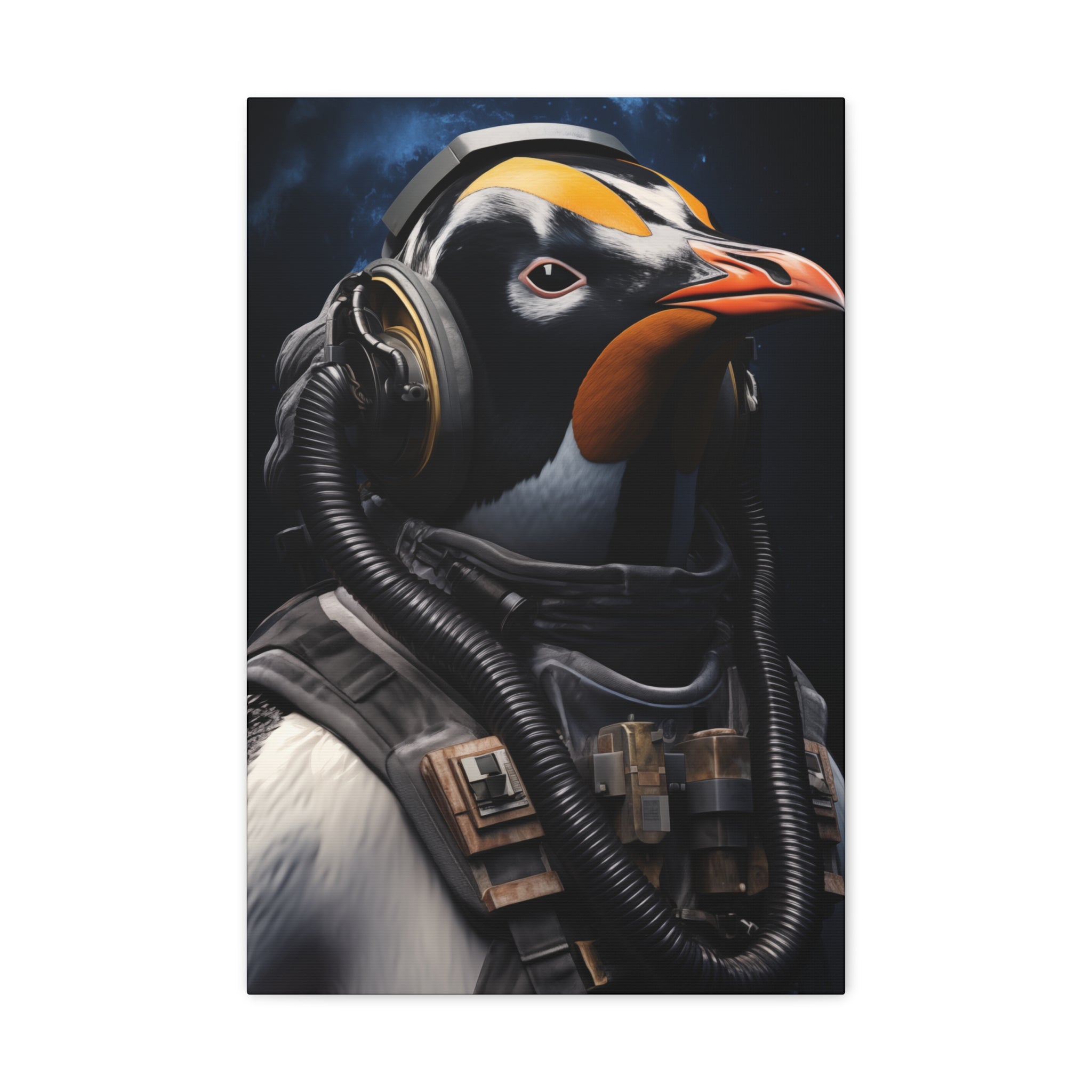 AstroPenguin 2 Canvas Wall Art - SynthFrame