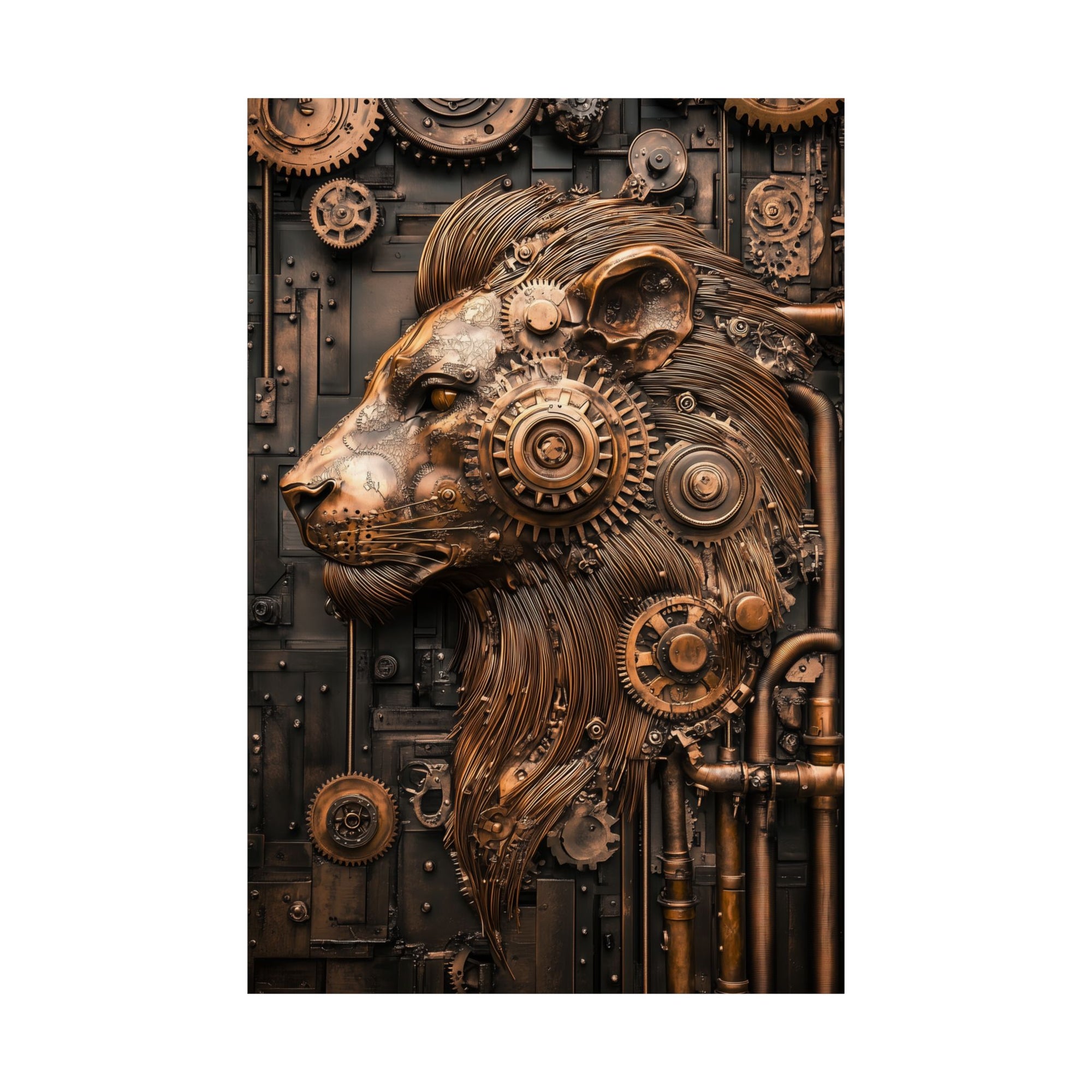 Steampunk Lion: Mechanical Marvel Poster