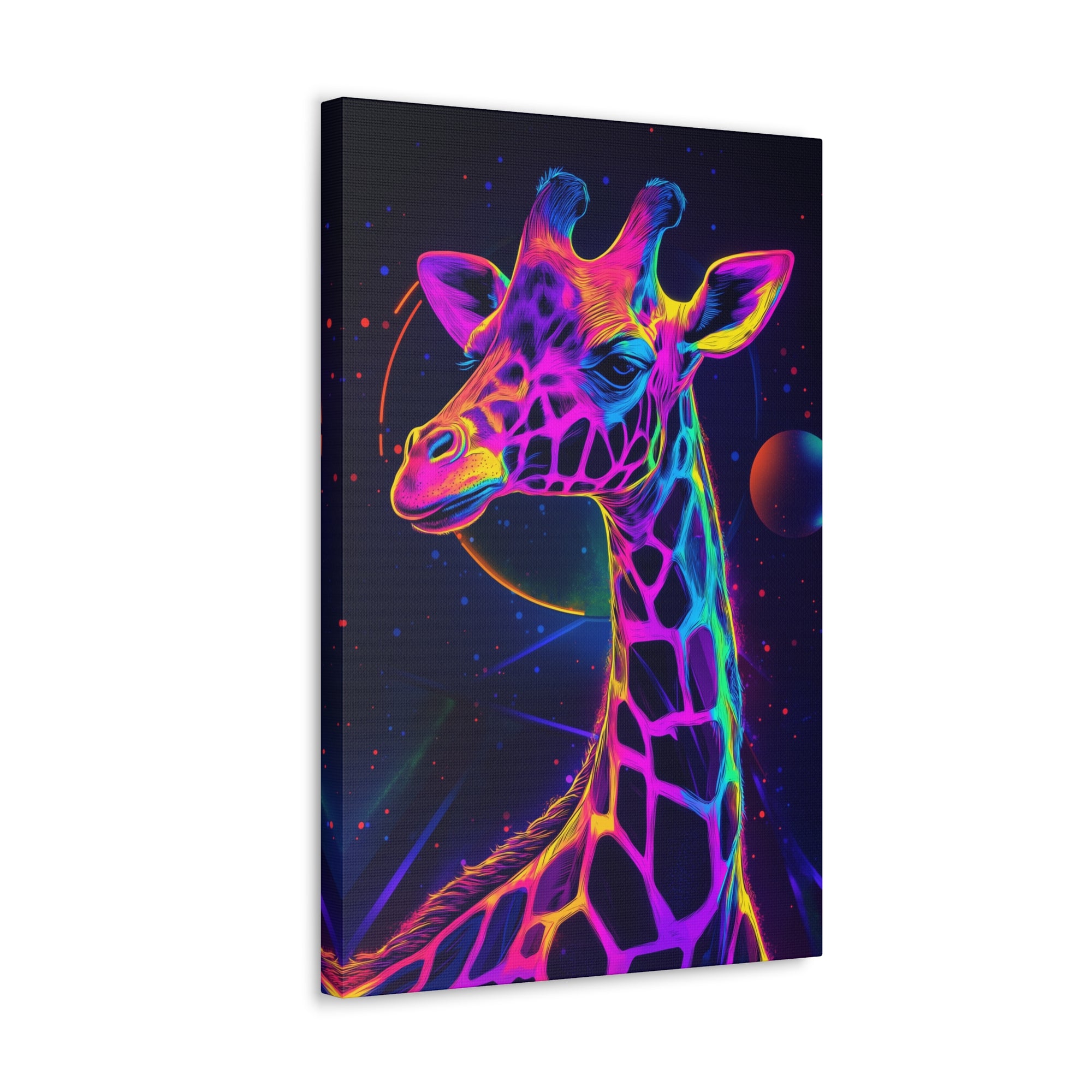 Neon Giraffe Canvas Wall Art - SynthFrame