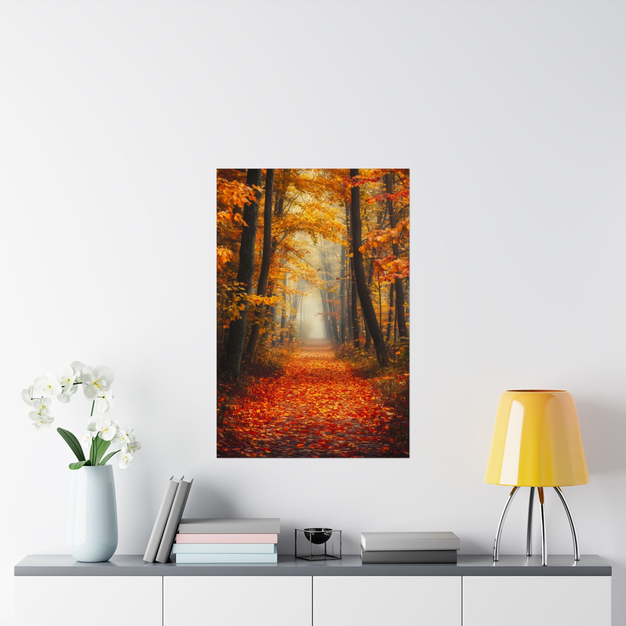 Autumn Forest Path Poster Wall Art - SynthFrame