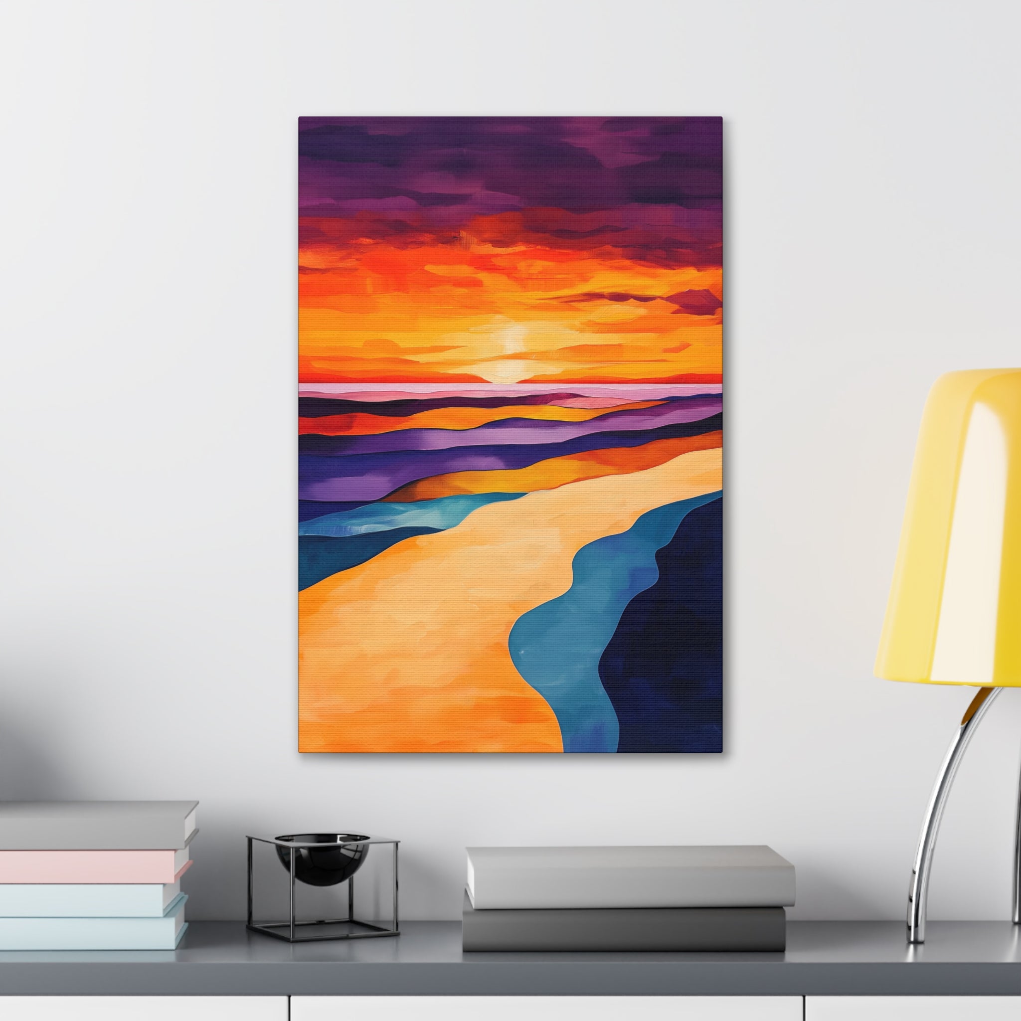 Abstract Coastal Sunset Canvas Wall Art - SynthFrame