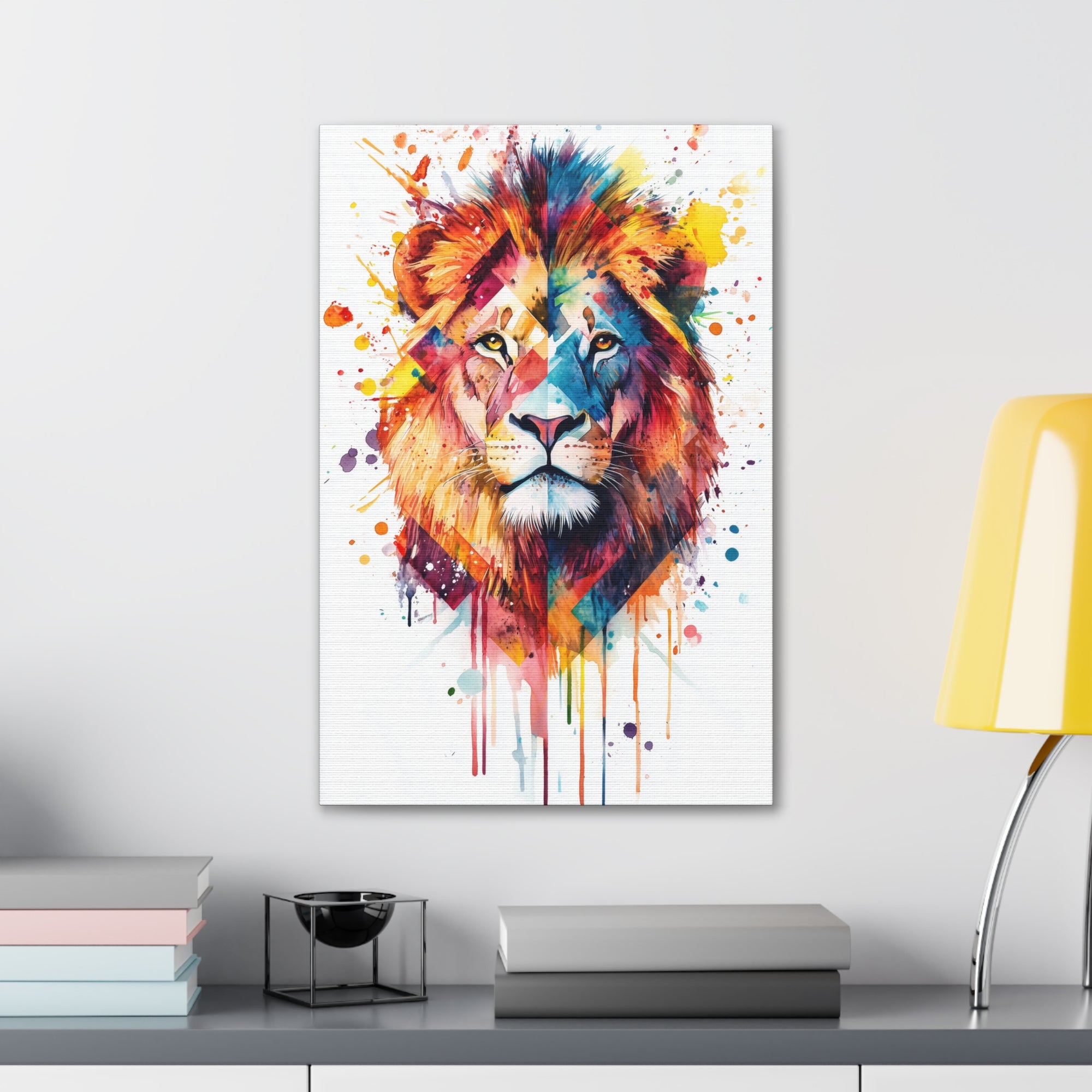 Watercolor Lion Canvas Wall Art - SynthFrame