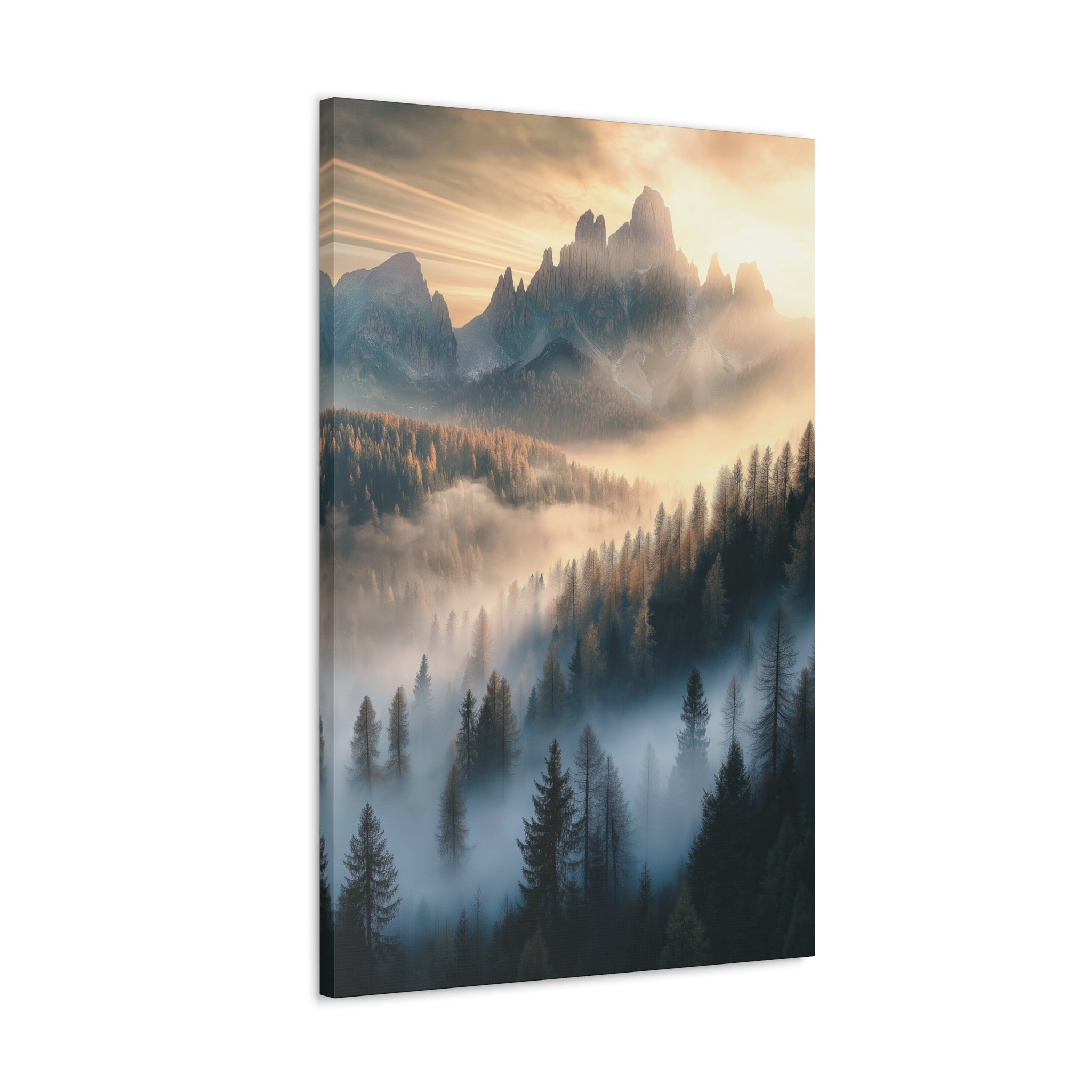 Misty Mountain Dreamscape Canvas Wall Art - SynthFrame