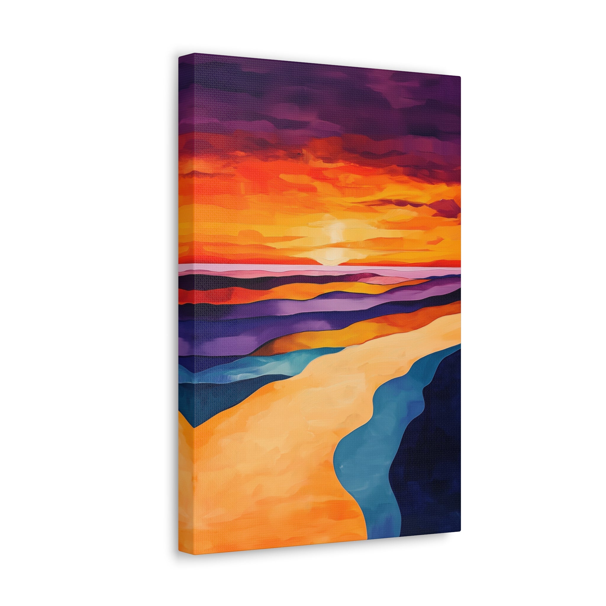 Abstract Coastal Sunset Canvas Wall Art - SynthFrame