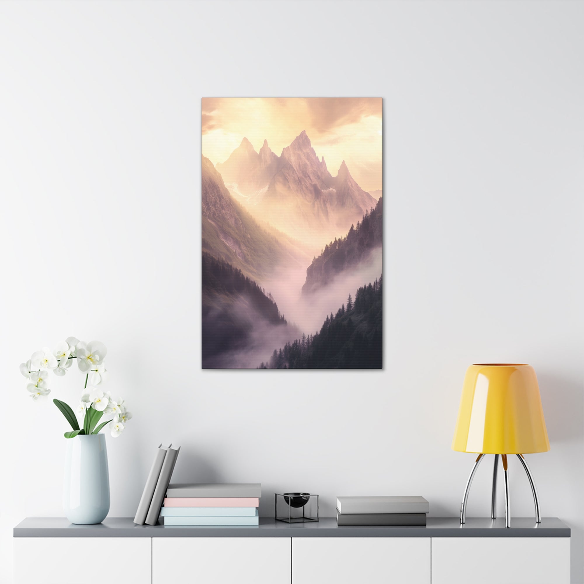 Misty Mountain Dreamscape Canvas Wall Art - SynthFrame